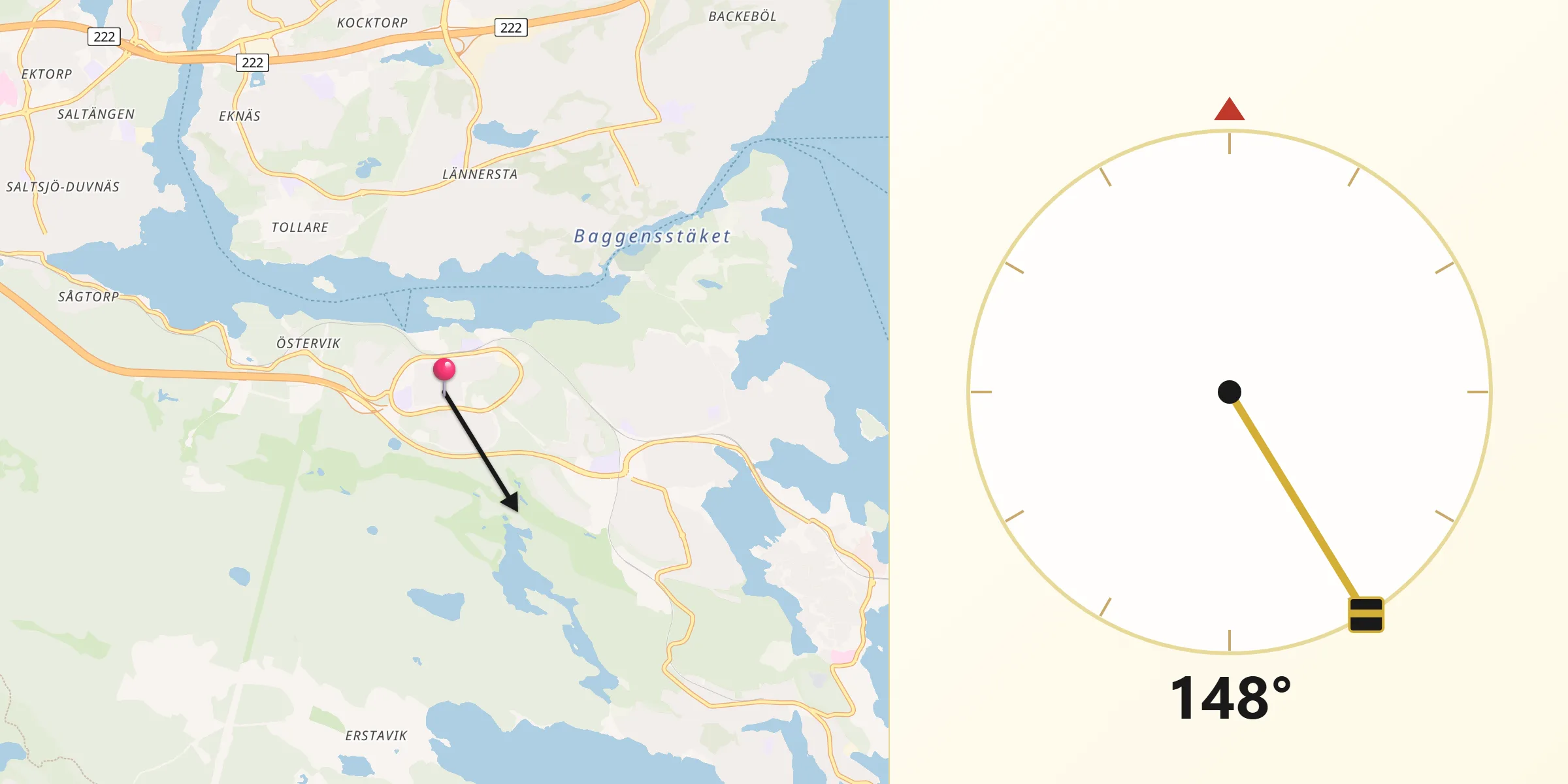 Qibla Riktning från Fisksätra