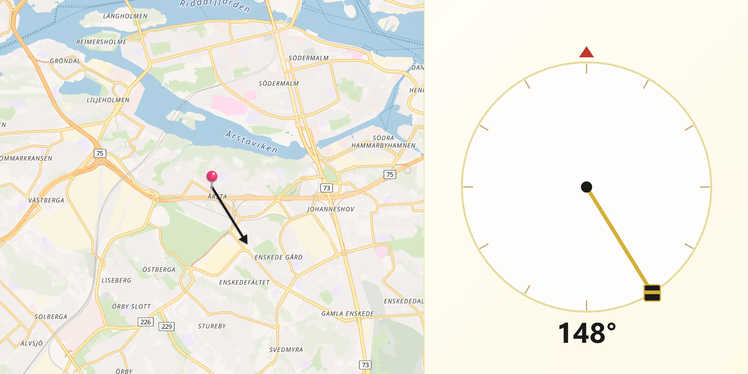 Qibla Riktning från Årsta
