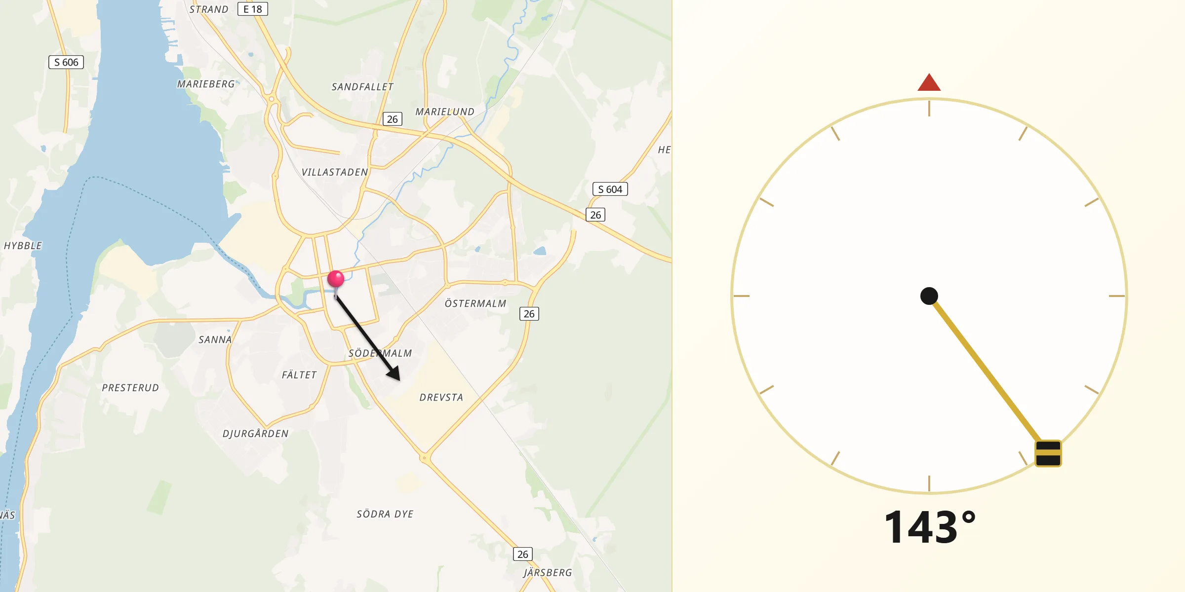 Qibla Riktning från Kristinehamn
