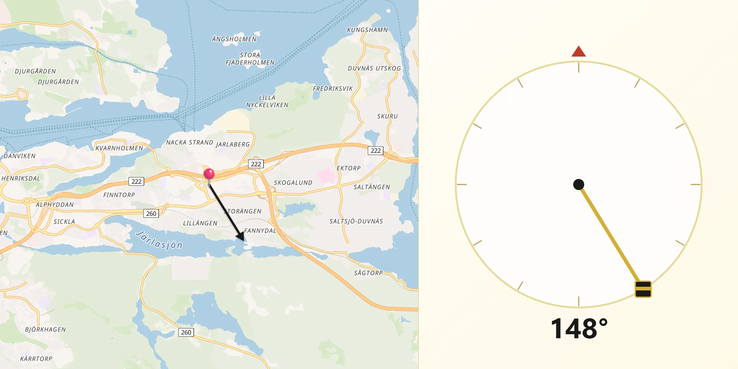 Qibla Riktning från Nacka