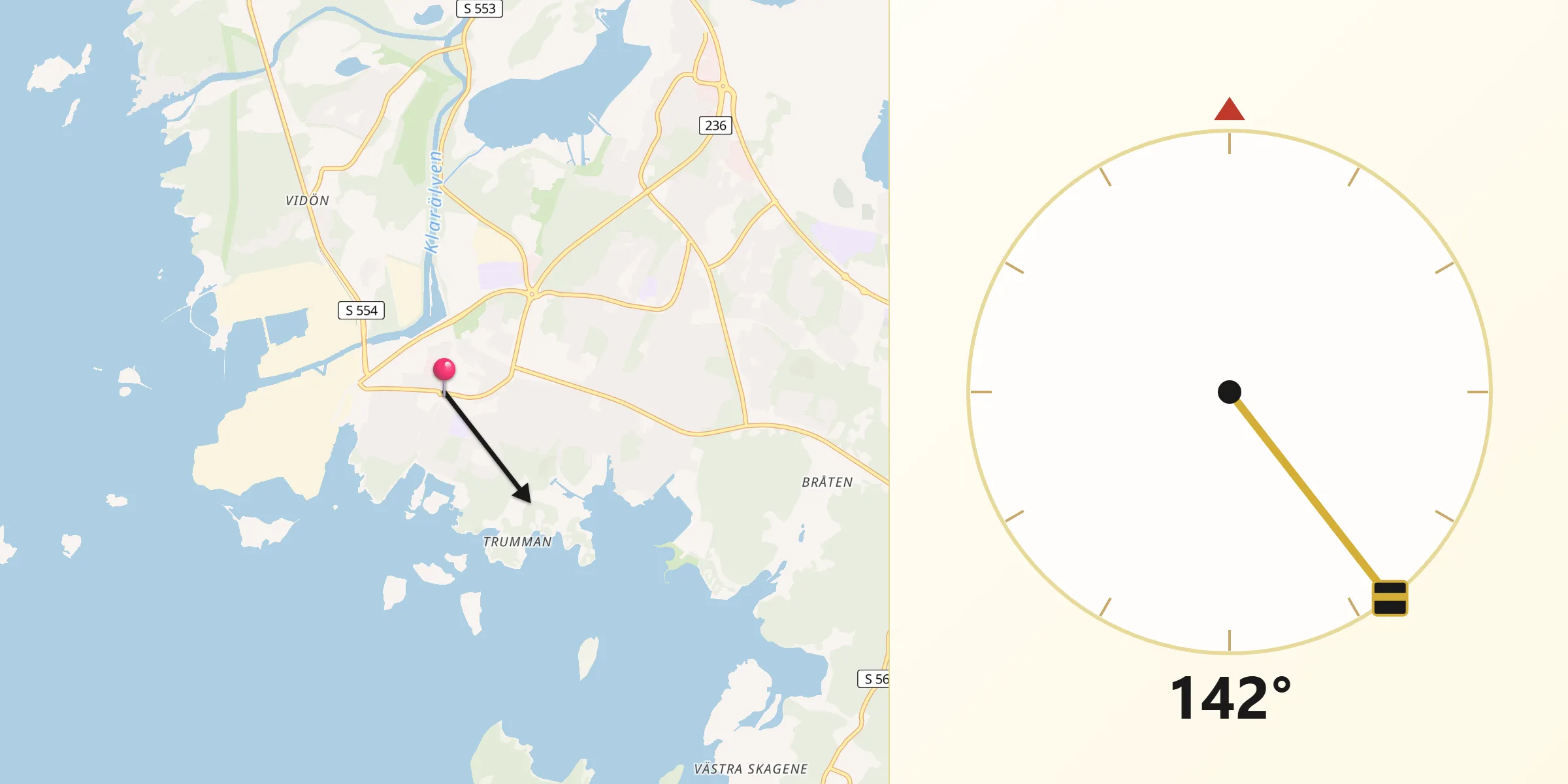 Qibla Riktning från Skoghall