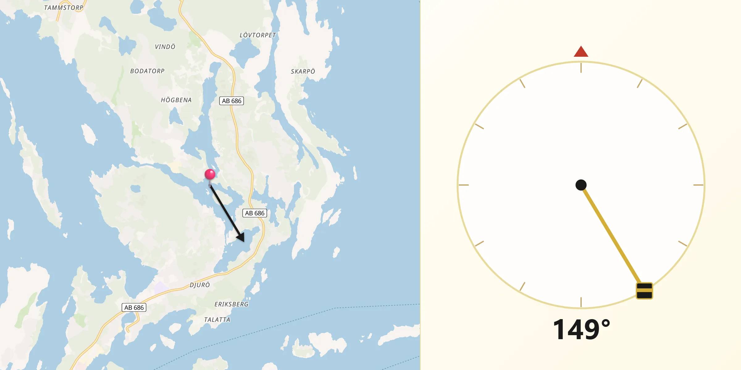 Qibla Riktning från Djurö