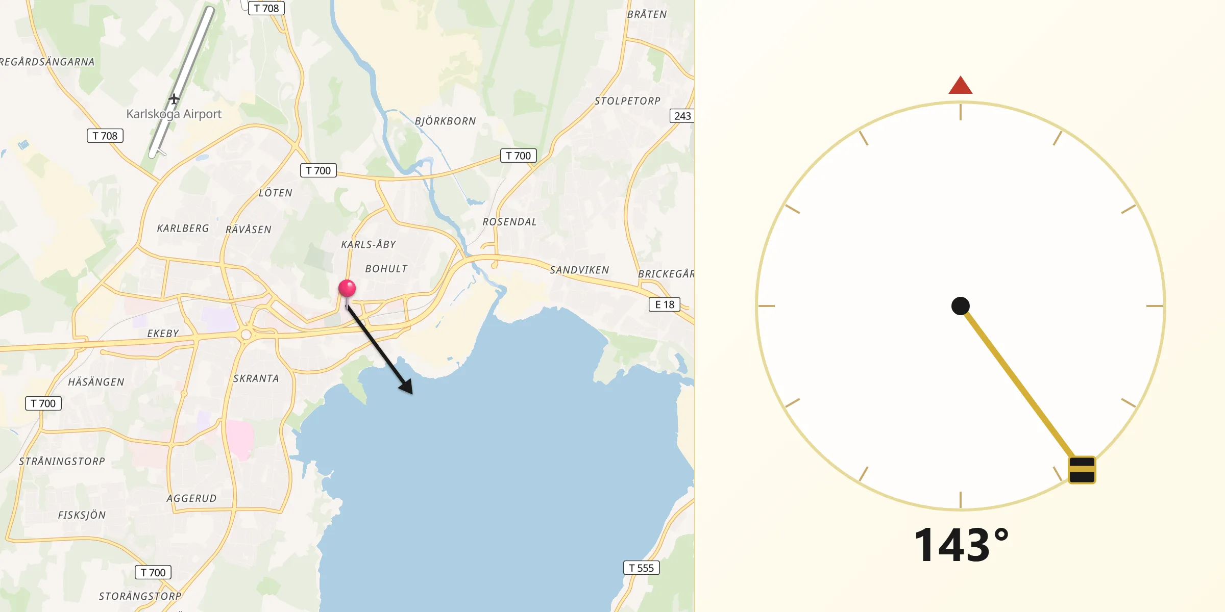 Qibla Riktning från Karlskoga