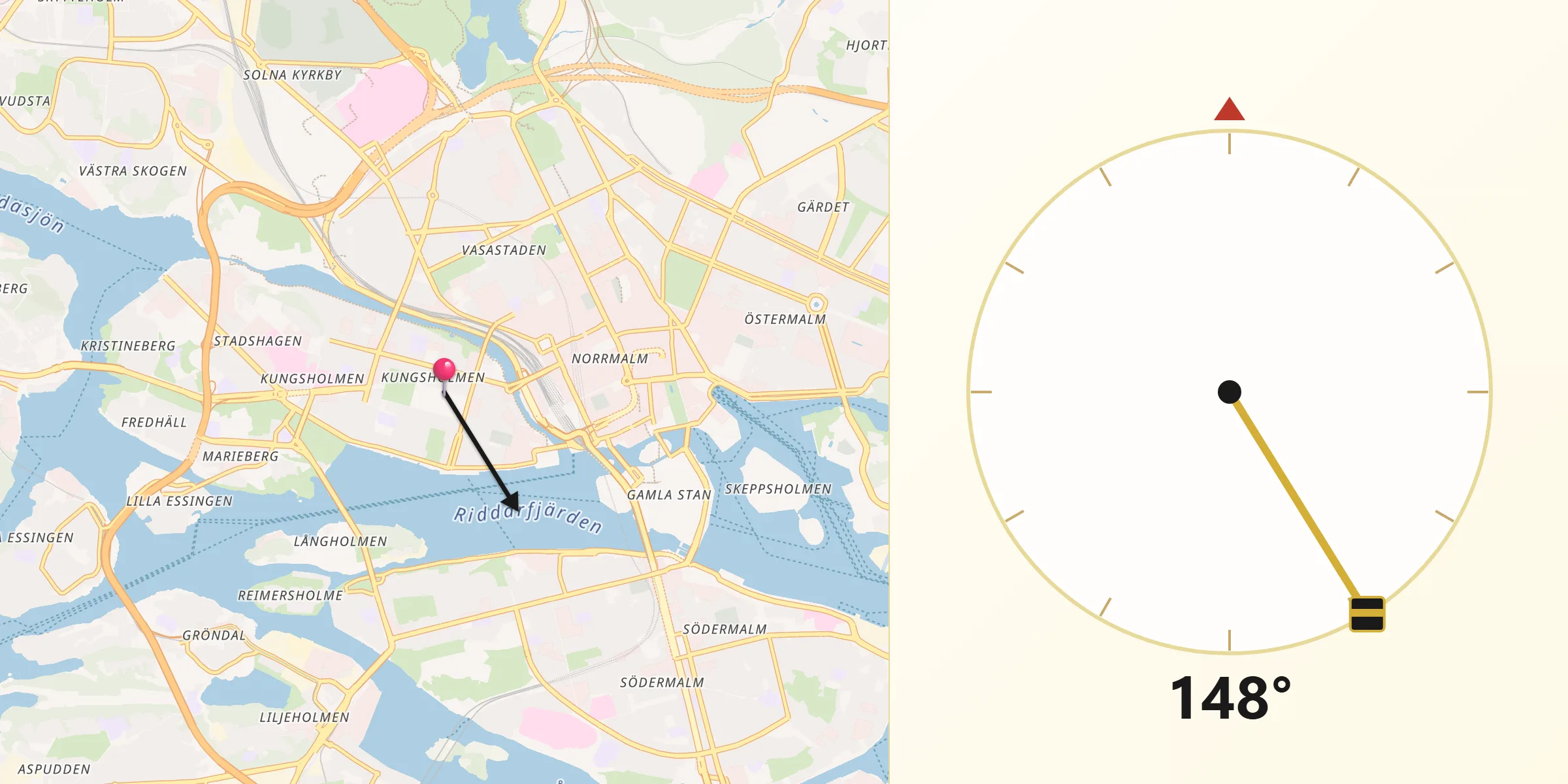 Qibla Riktning från Kungsholmen