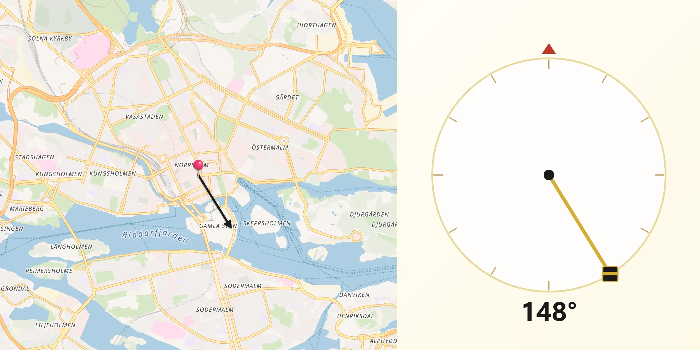 Qibla Riktning från Stockholm
