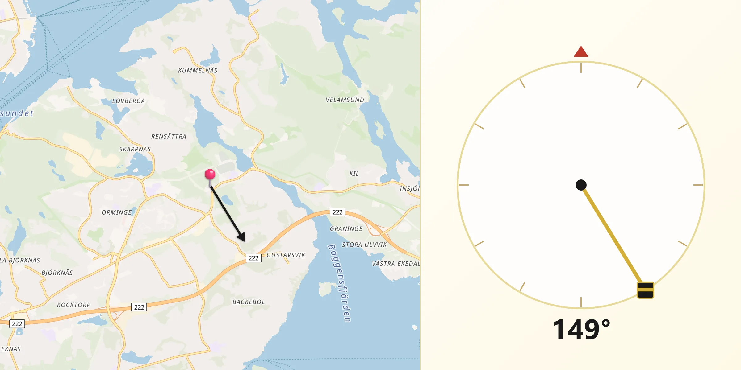 Qibla Riktning från Boo