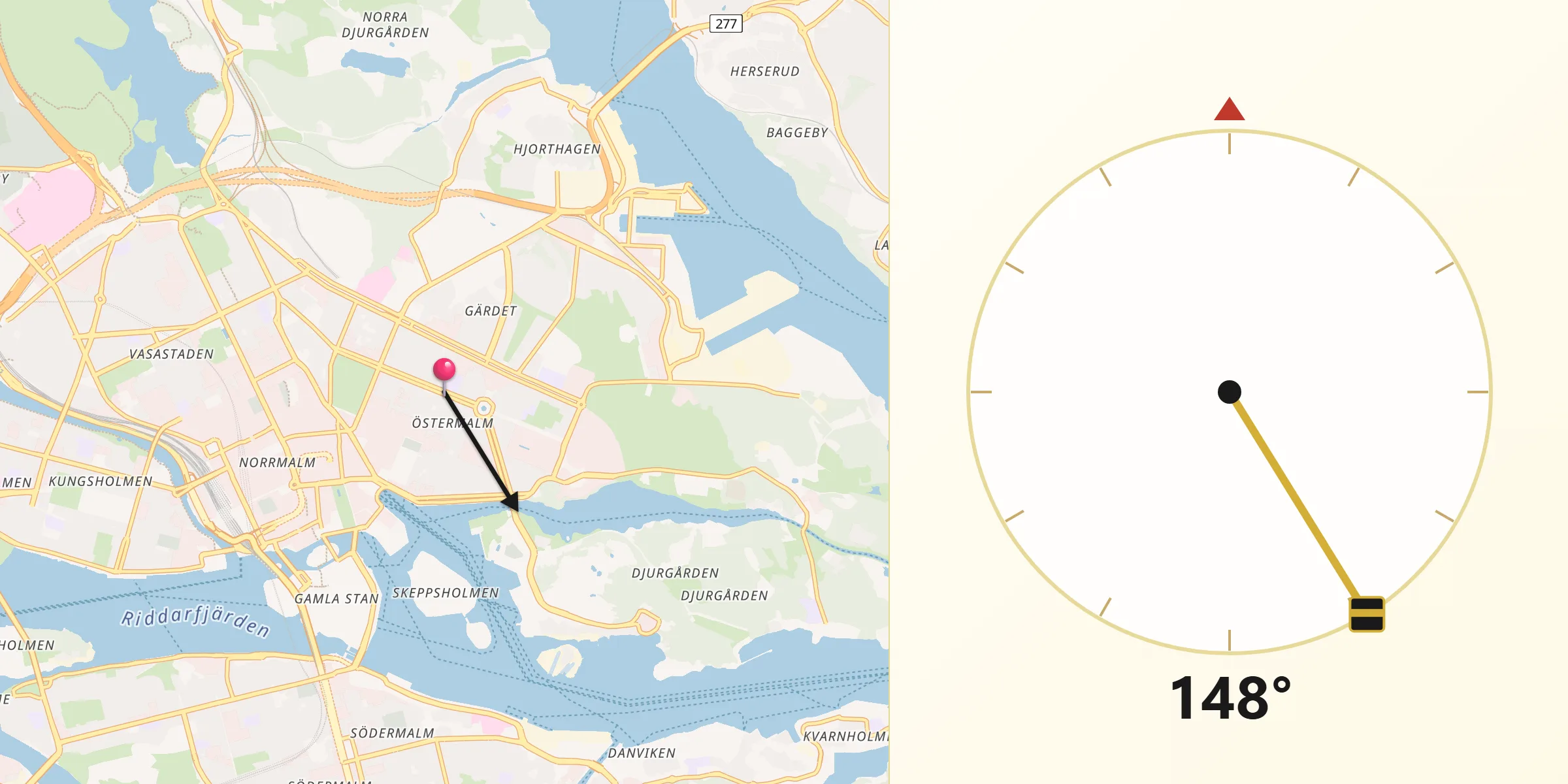 Qibla Riktning från Östermalm