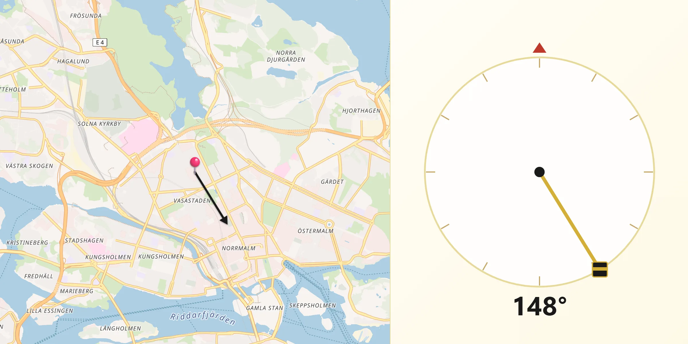 Qibla Riktning från Vasastan