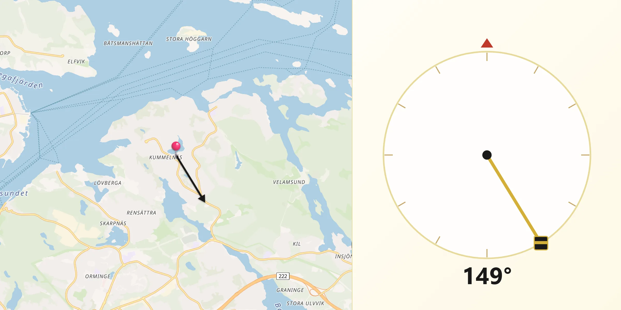 Qibla Riktning från Kummelnäs