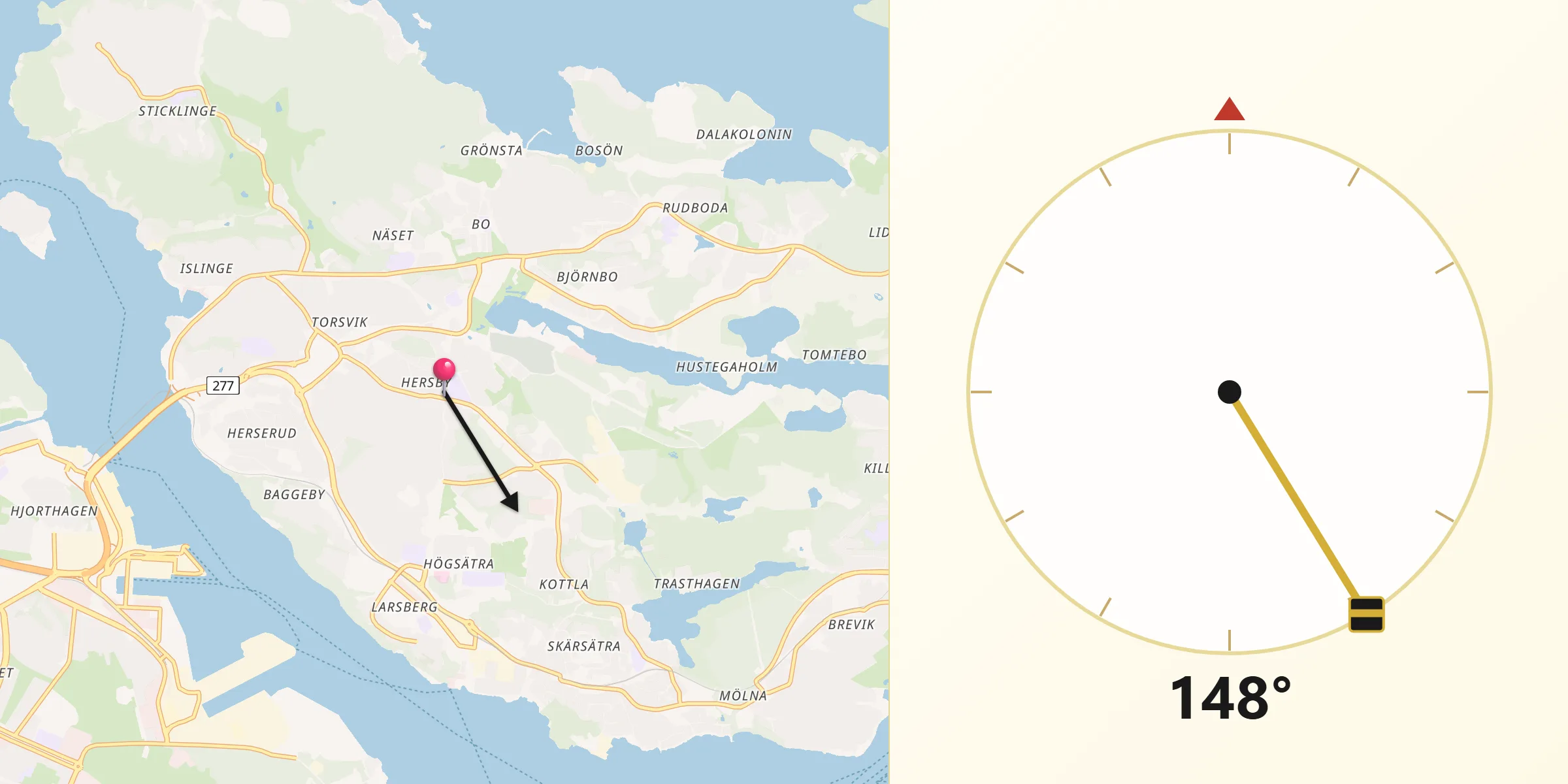 Qibla Riktning från Lidingö