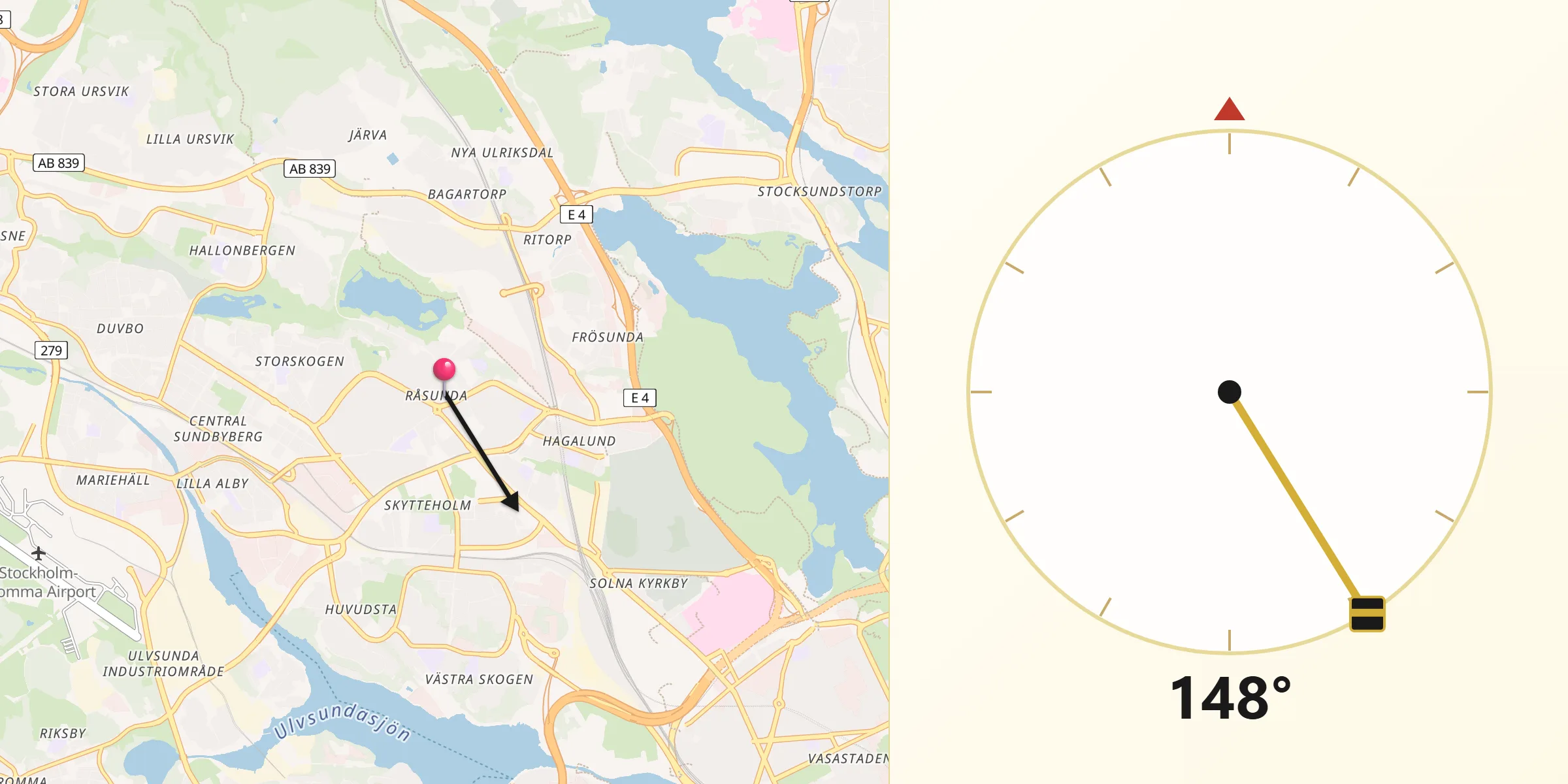 Qibla Riktning från Råsunda