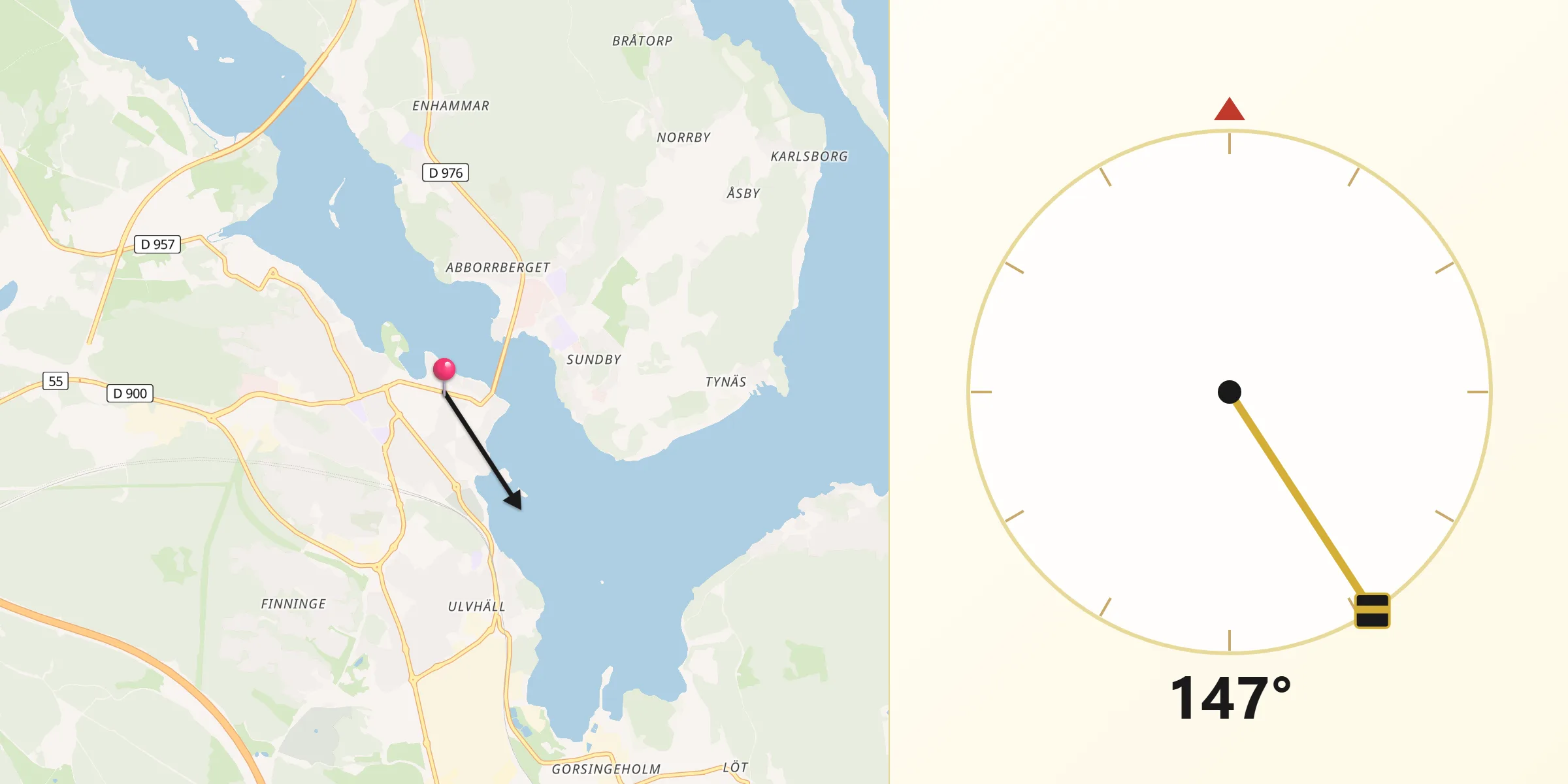 Qibla Riktning från Strängnäs