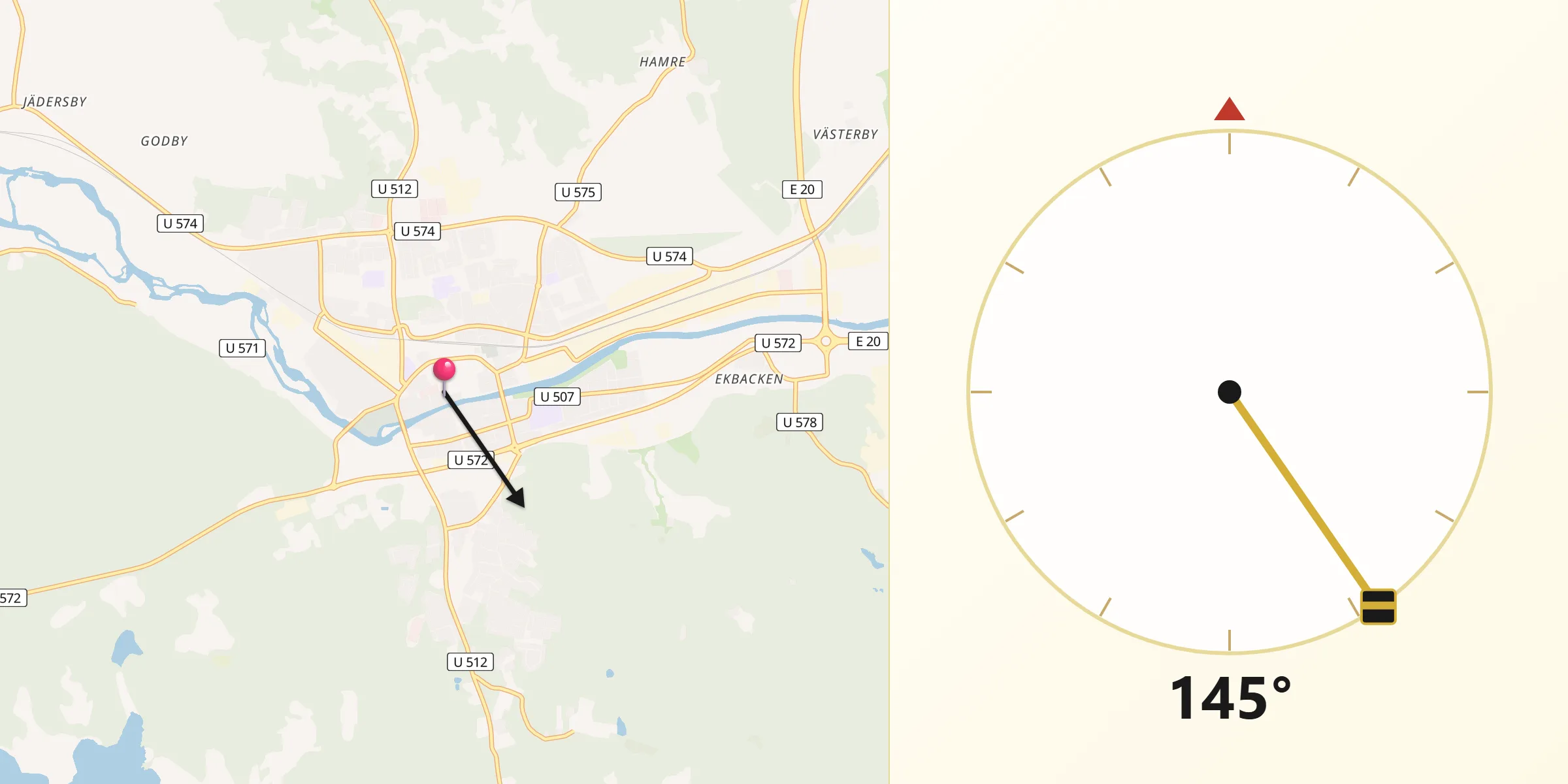 Qibla Riktning från Arboga
