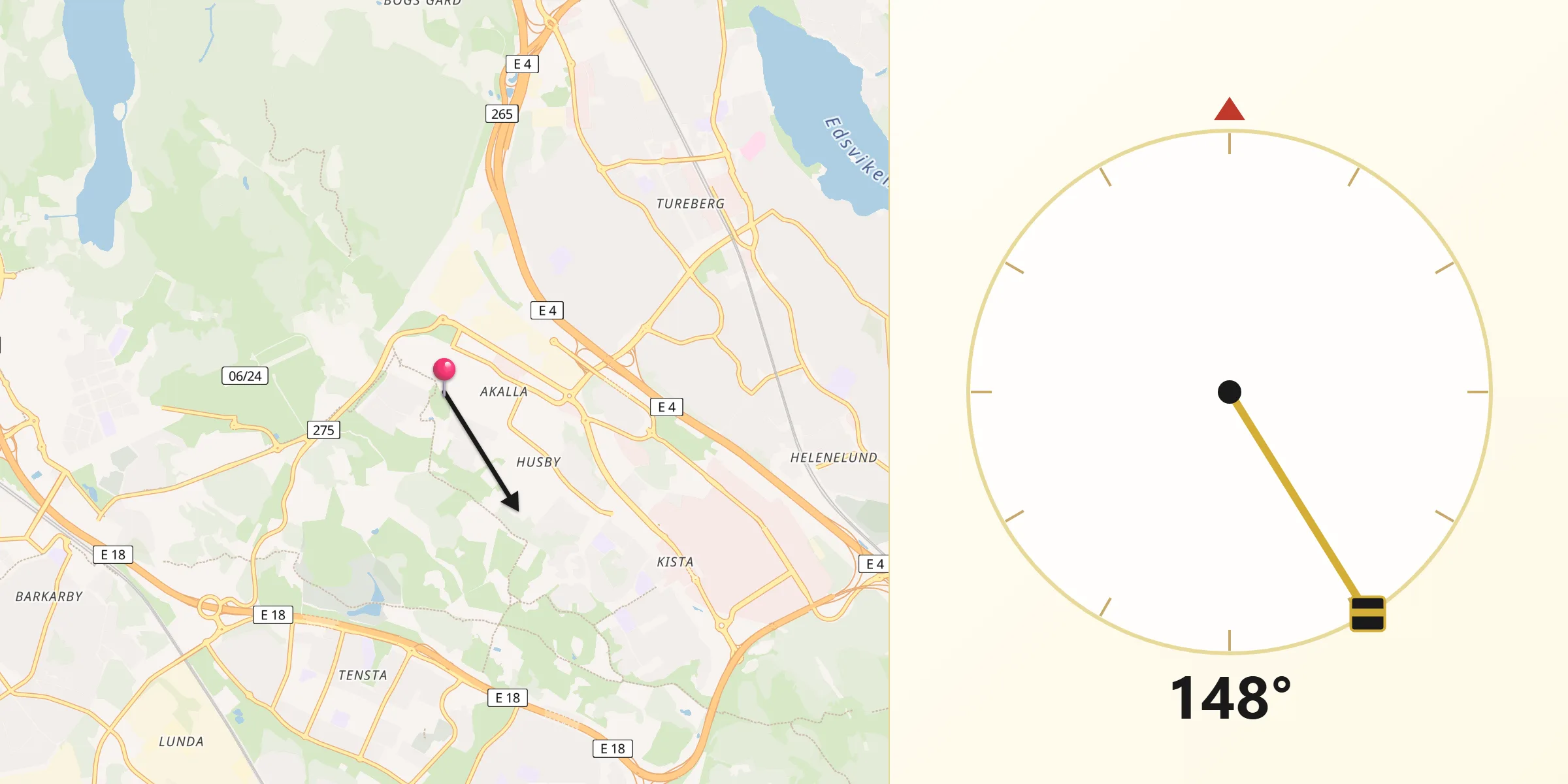 Qibla Riktning från Akalla