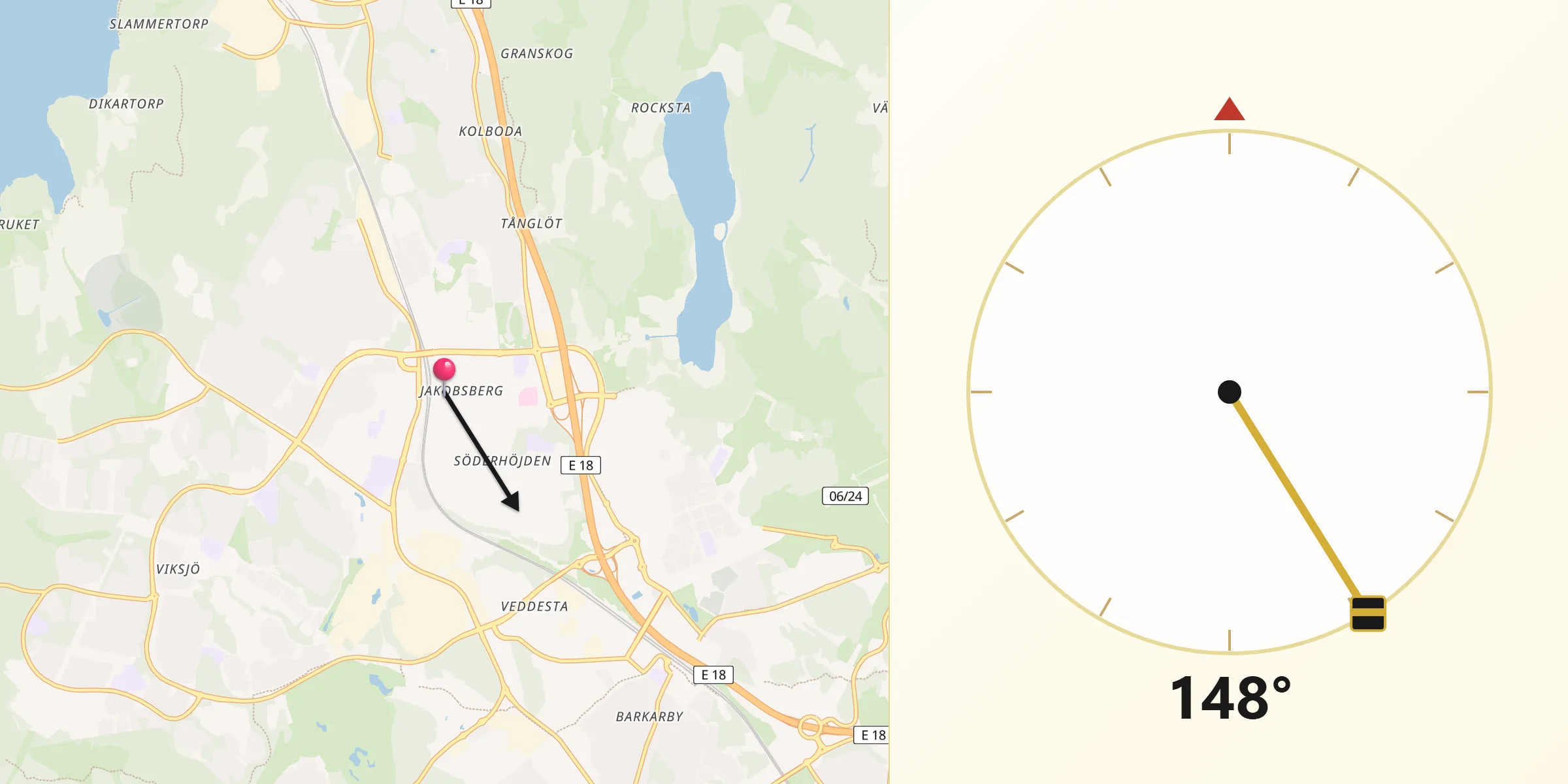Qibla Riktning från Jakobsberg