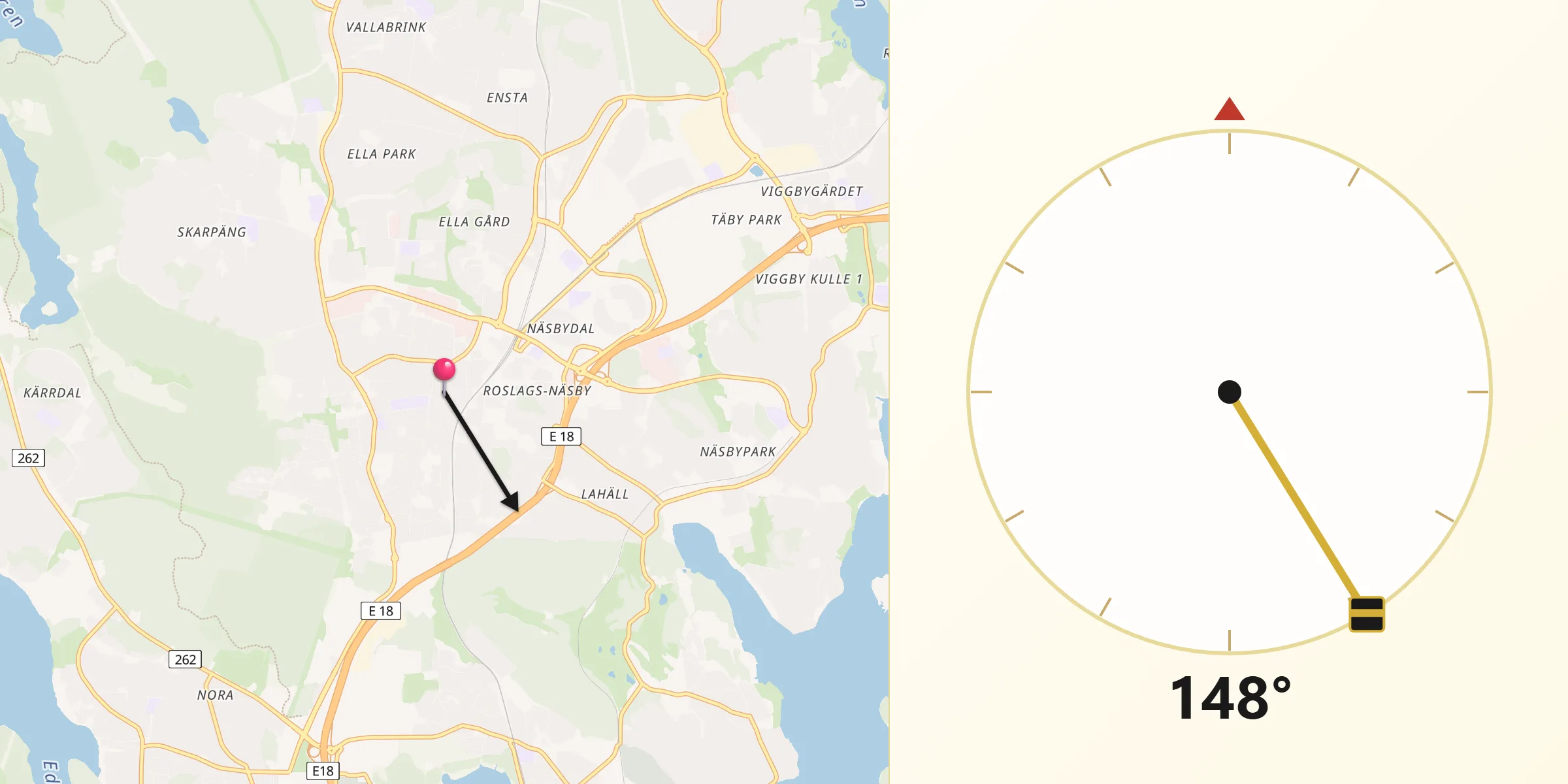 Qibla Riktning från Enebyberg