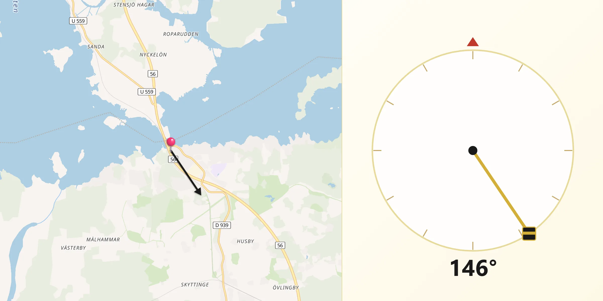 Qibla Riktning från Kvicksund