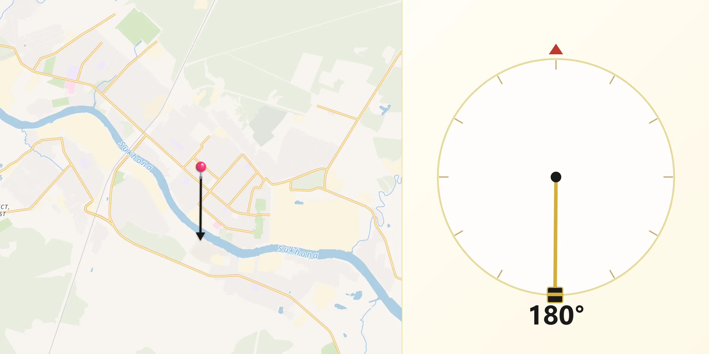 Направление Киблы из Сокол