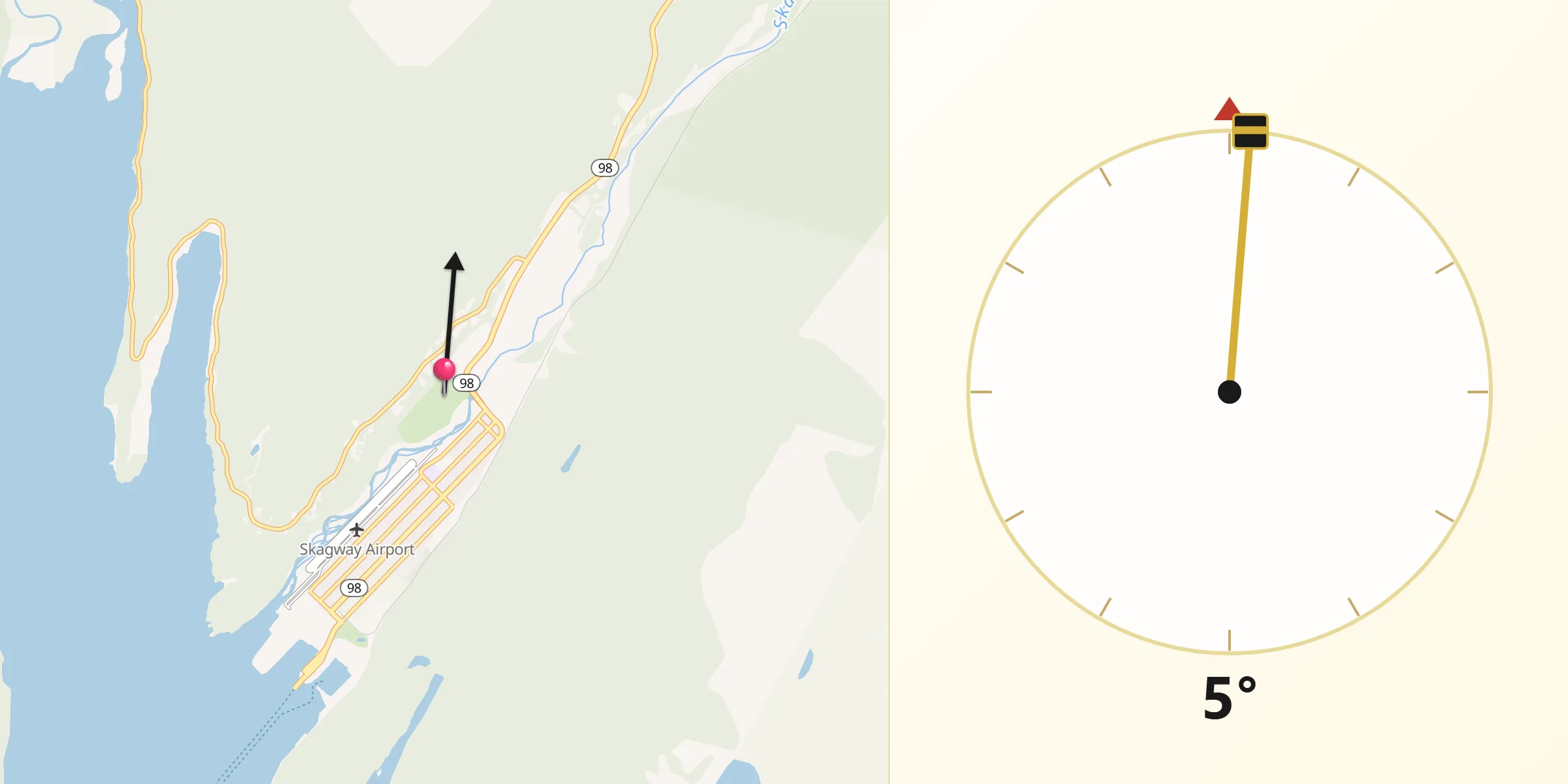 Qibla Direction from Skagway