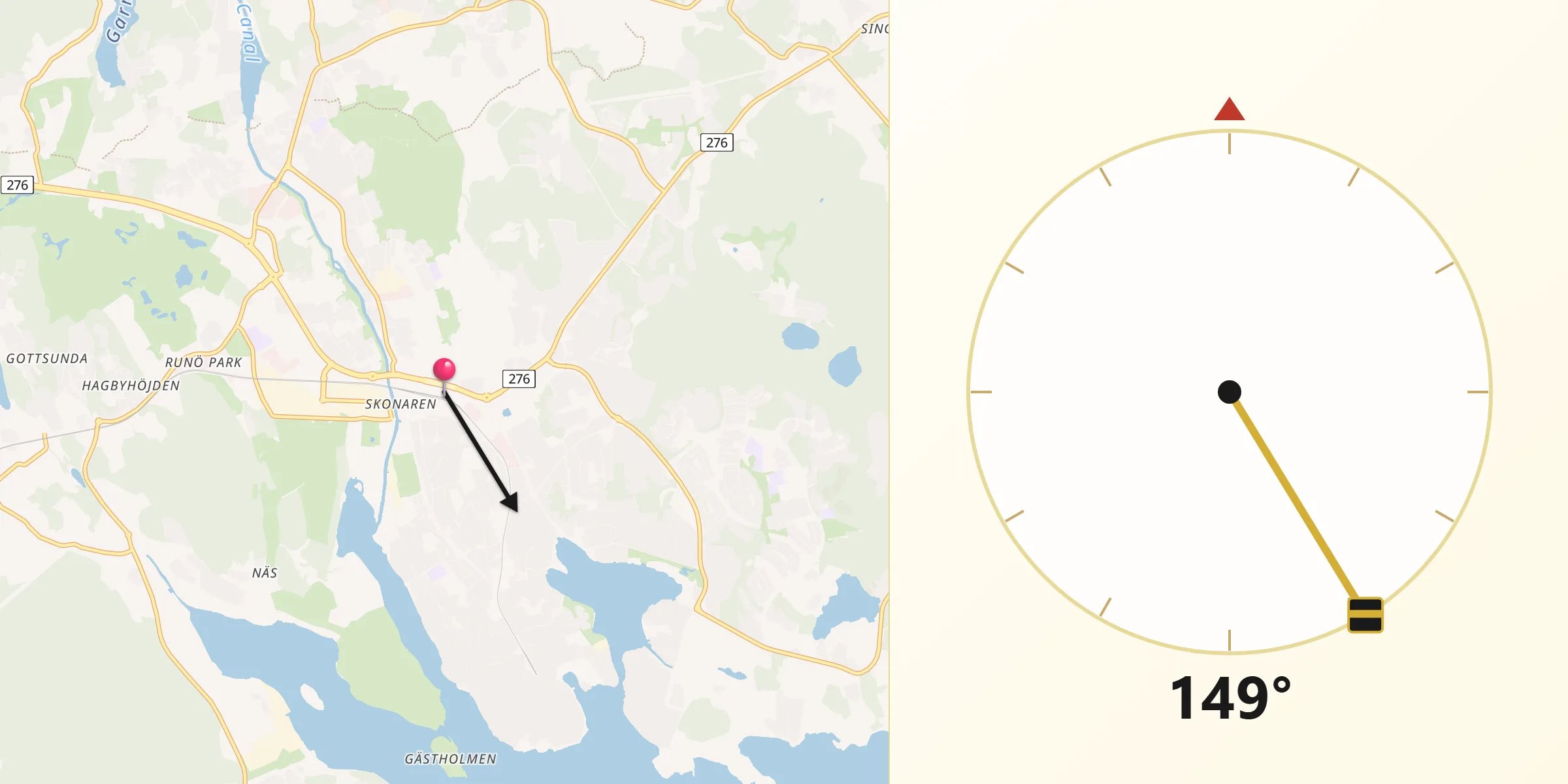 Qibla Riktning från Åkersberga