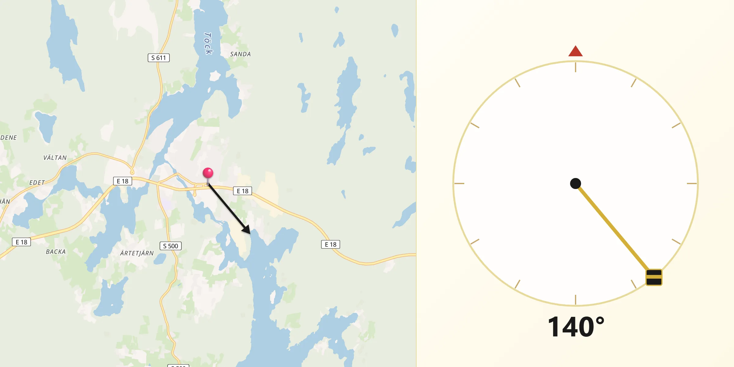 Qibla Riktning från Töcksfors