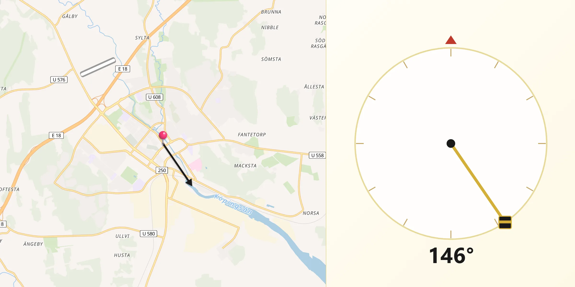 Qibla Riktning från Köping