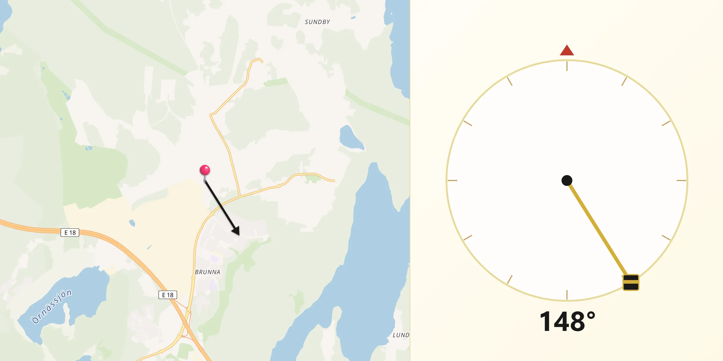 Qibla Riktning från Brunna