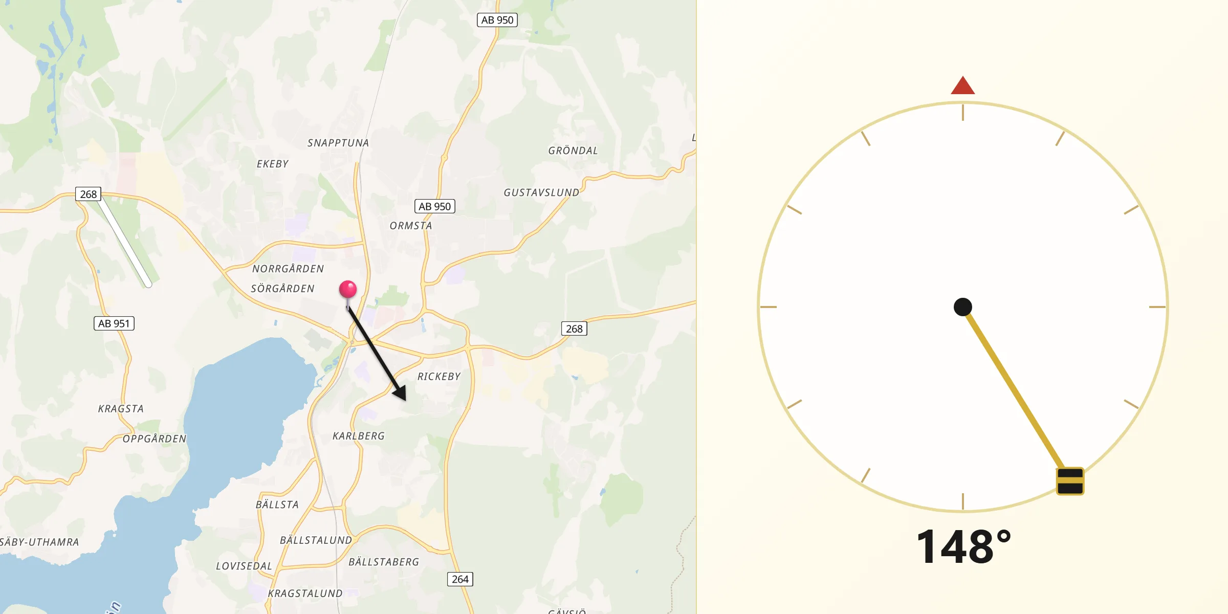 Qibla Riktning från Vallentuna