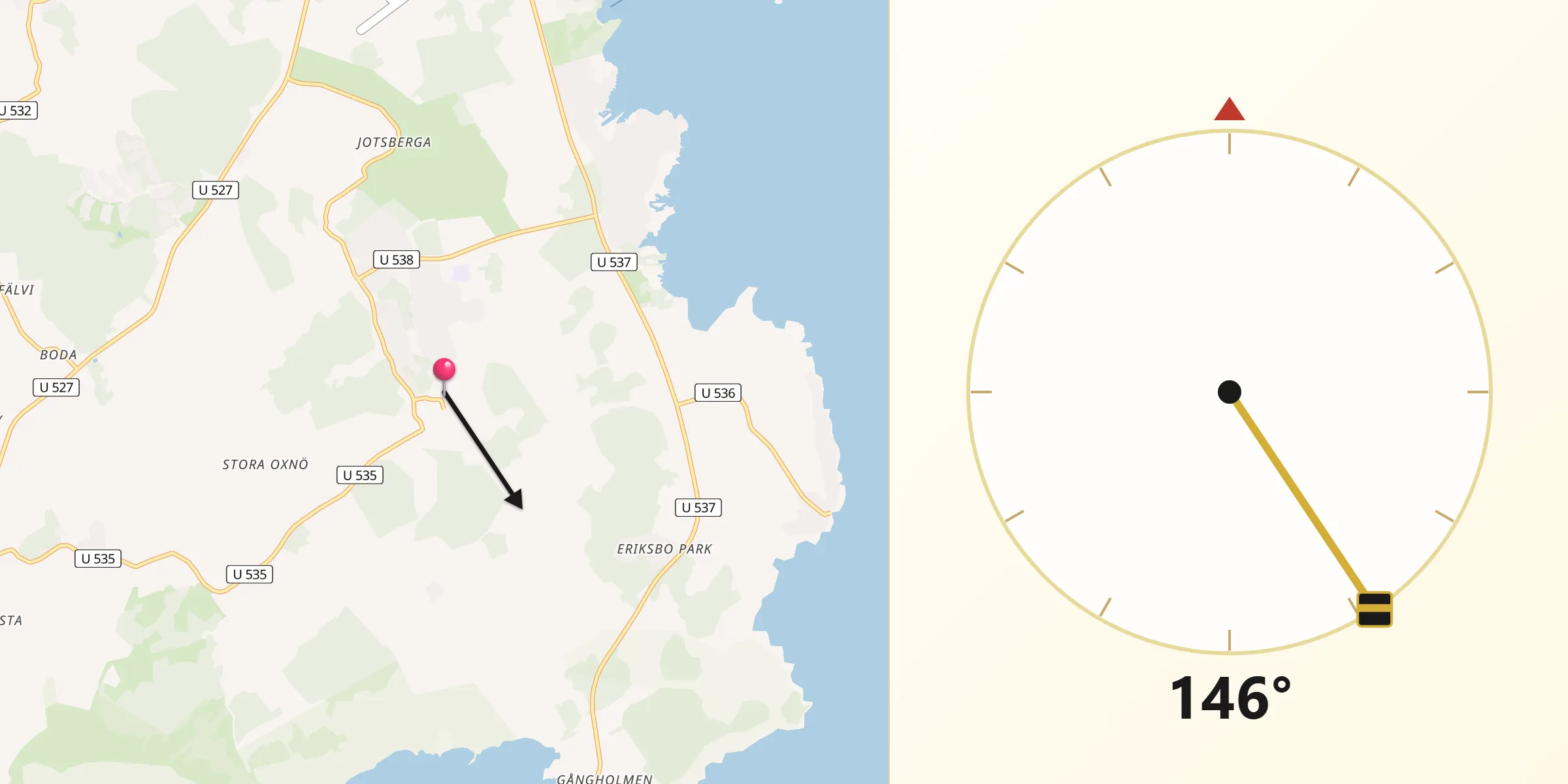 Qibla Riktning från Barkarö