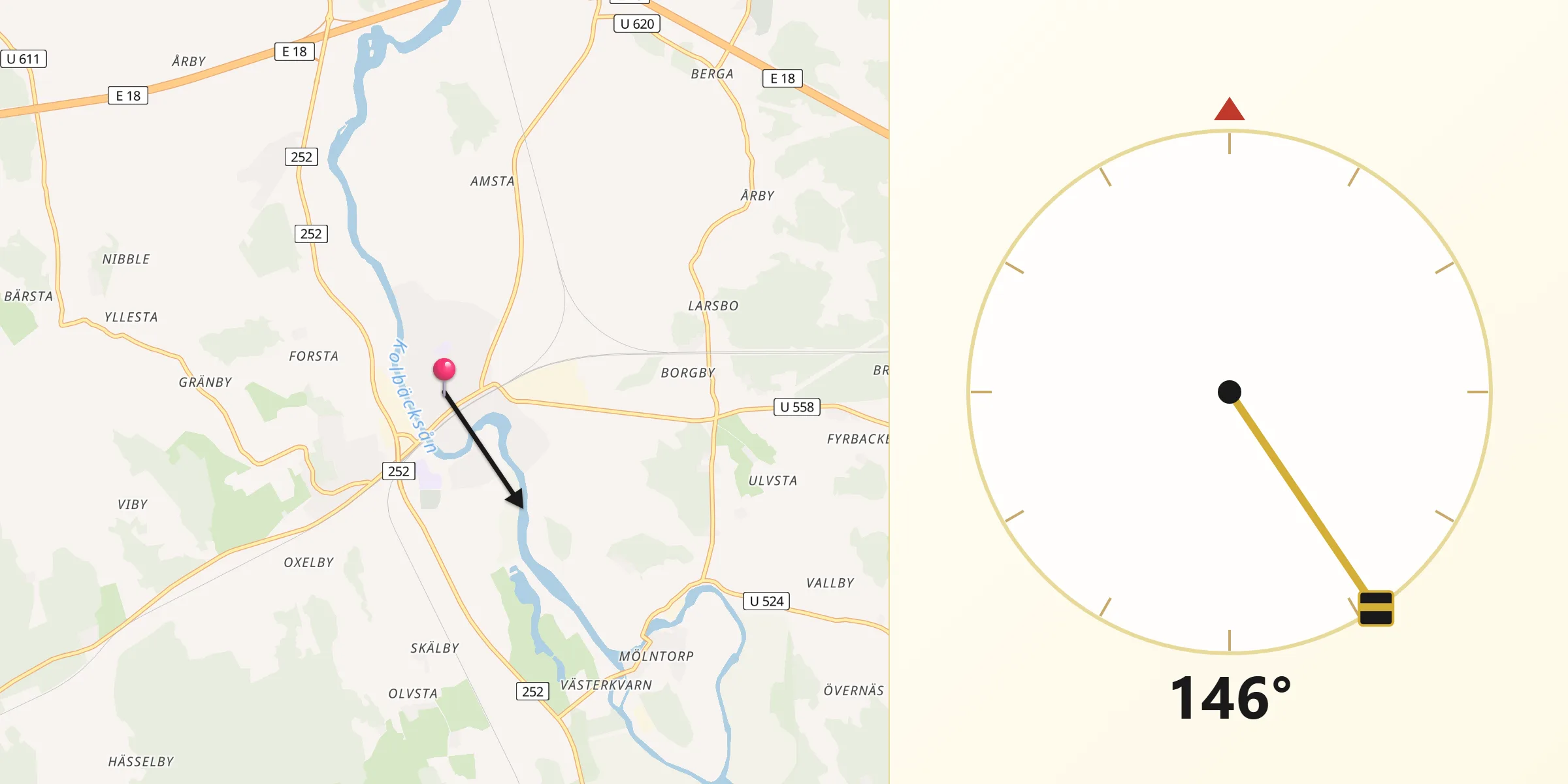 Qibla Riktning från Kolbäck