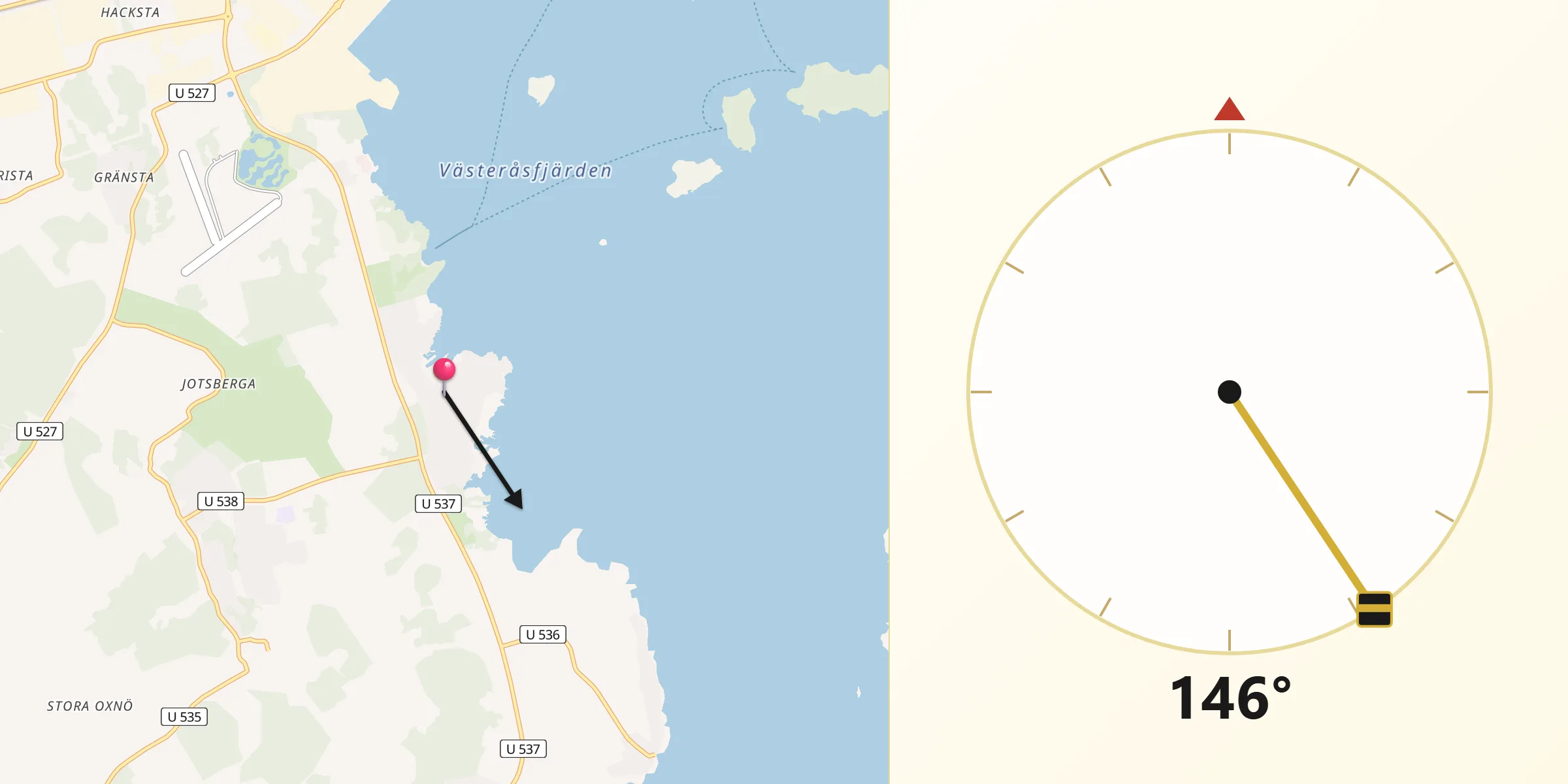 Qibla Riktning från Enhagen-Ekbacken