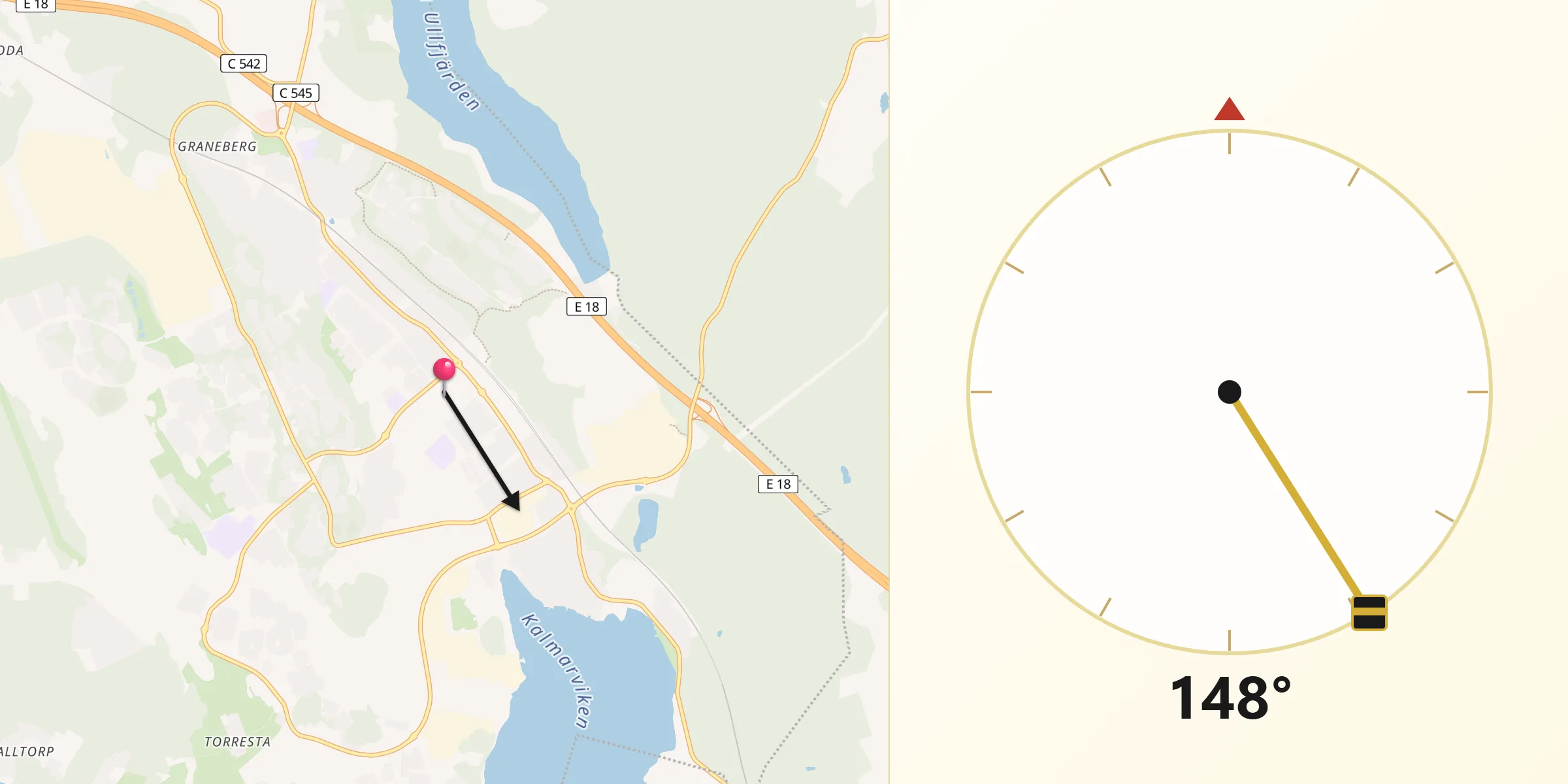 Qibla Riktning från Bålsta