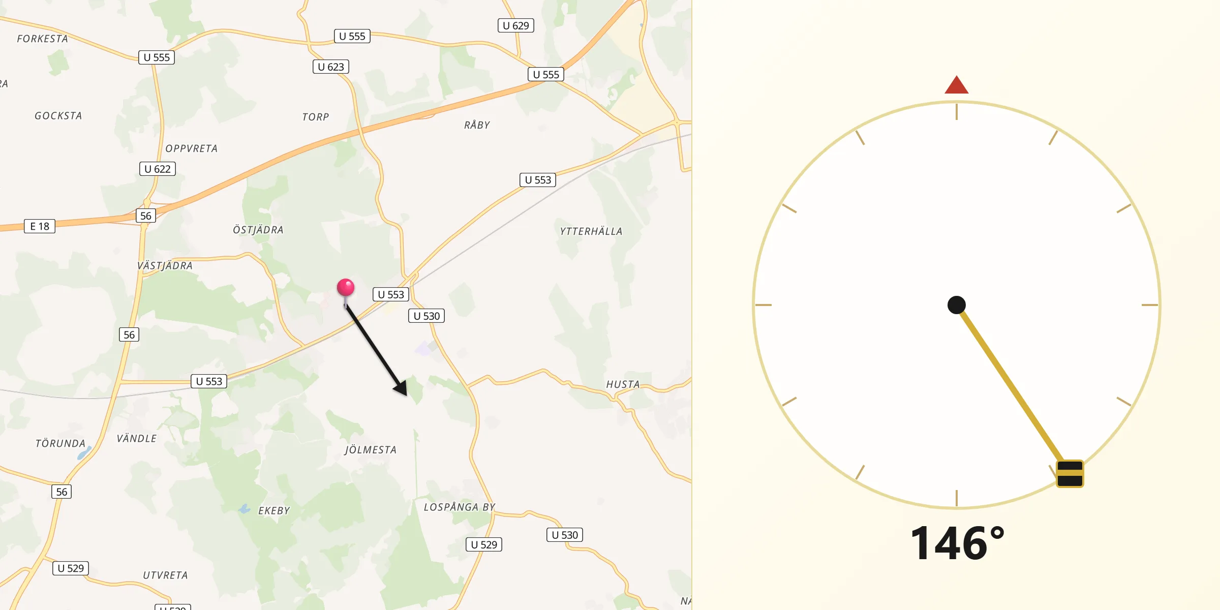Qibla Riktning från Dingtuna