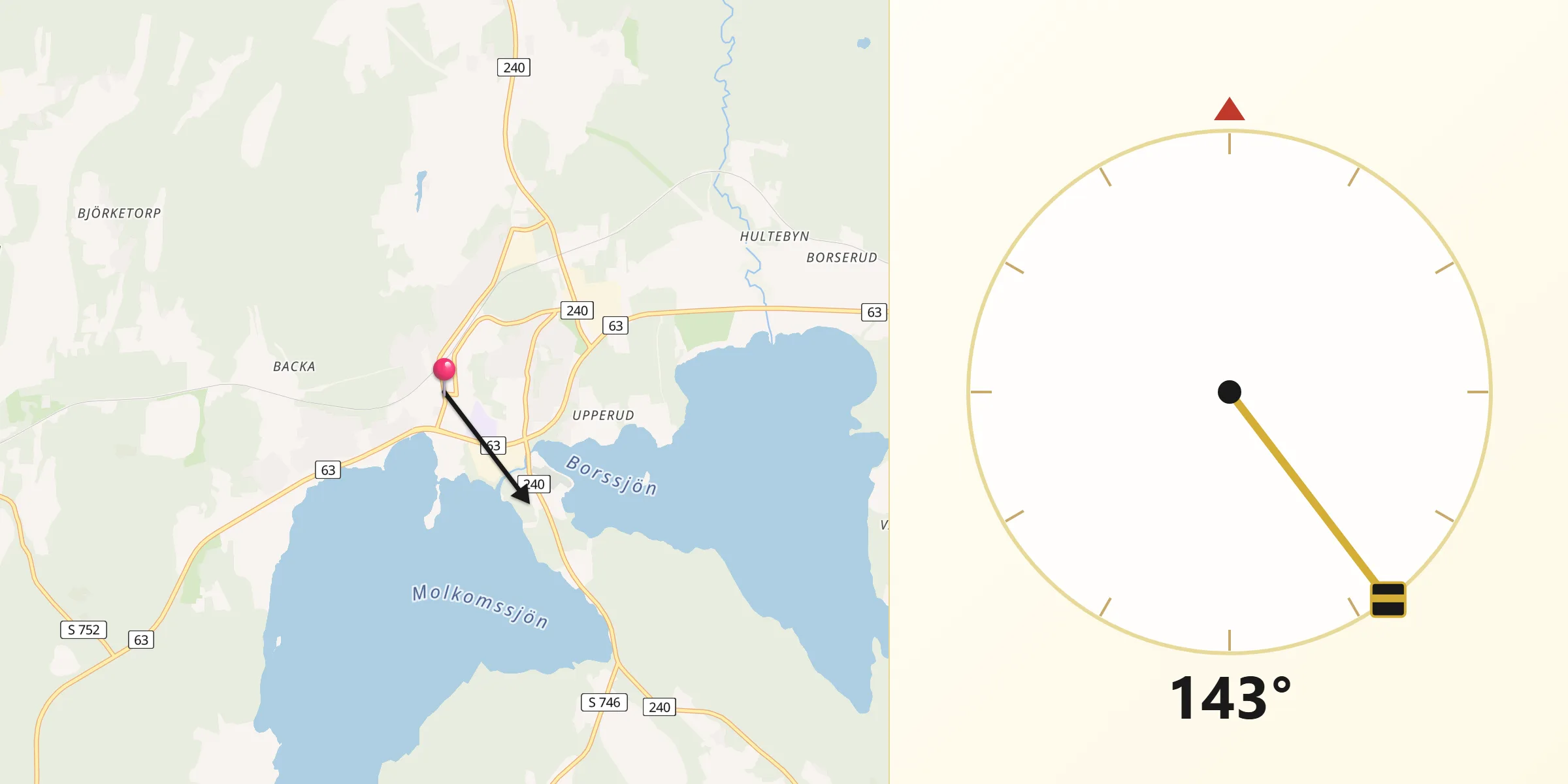 Qibla Riktning från Molkom