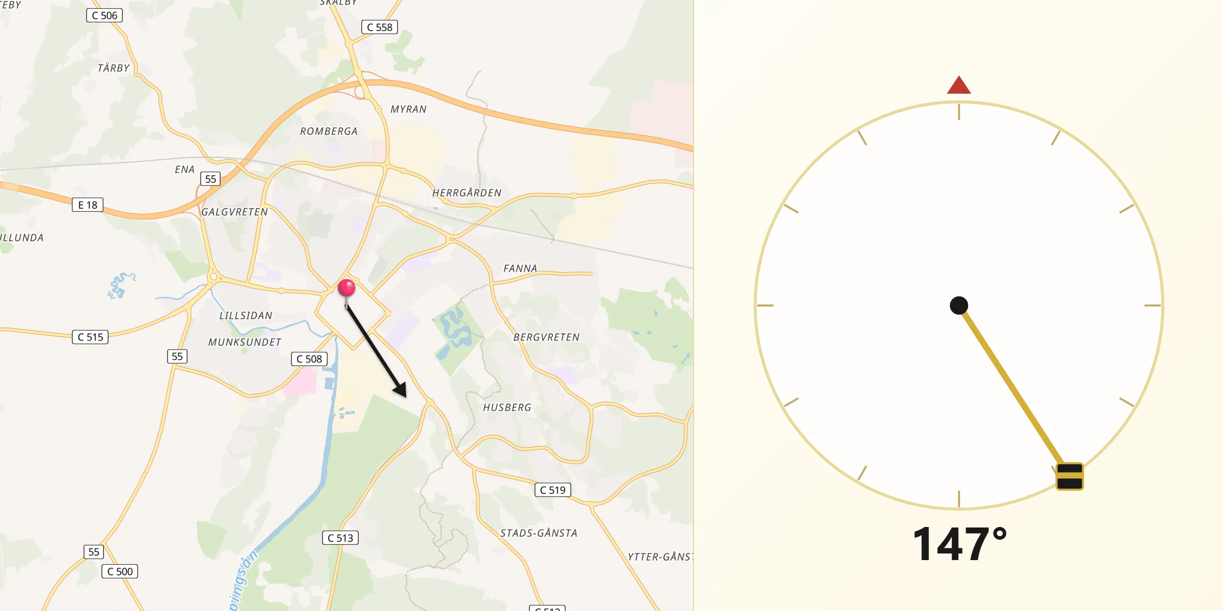 Qibla Riktning från Enköping