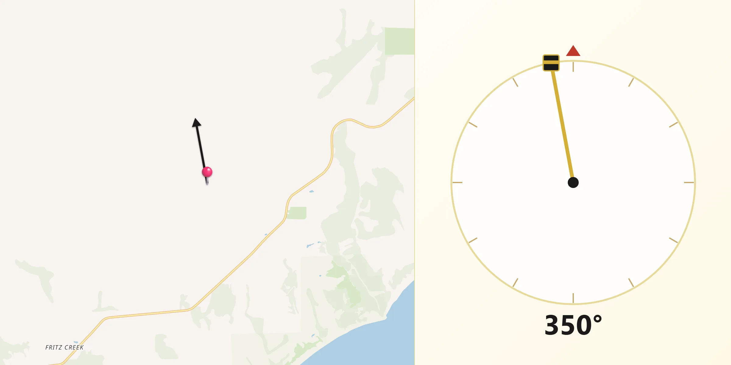 Qibla Direction from Fritz Creek