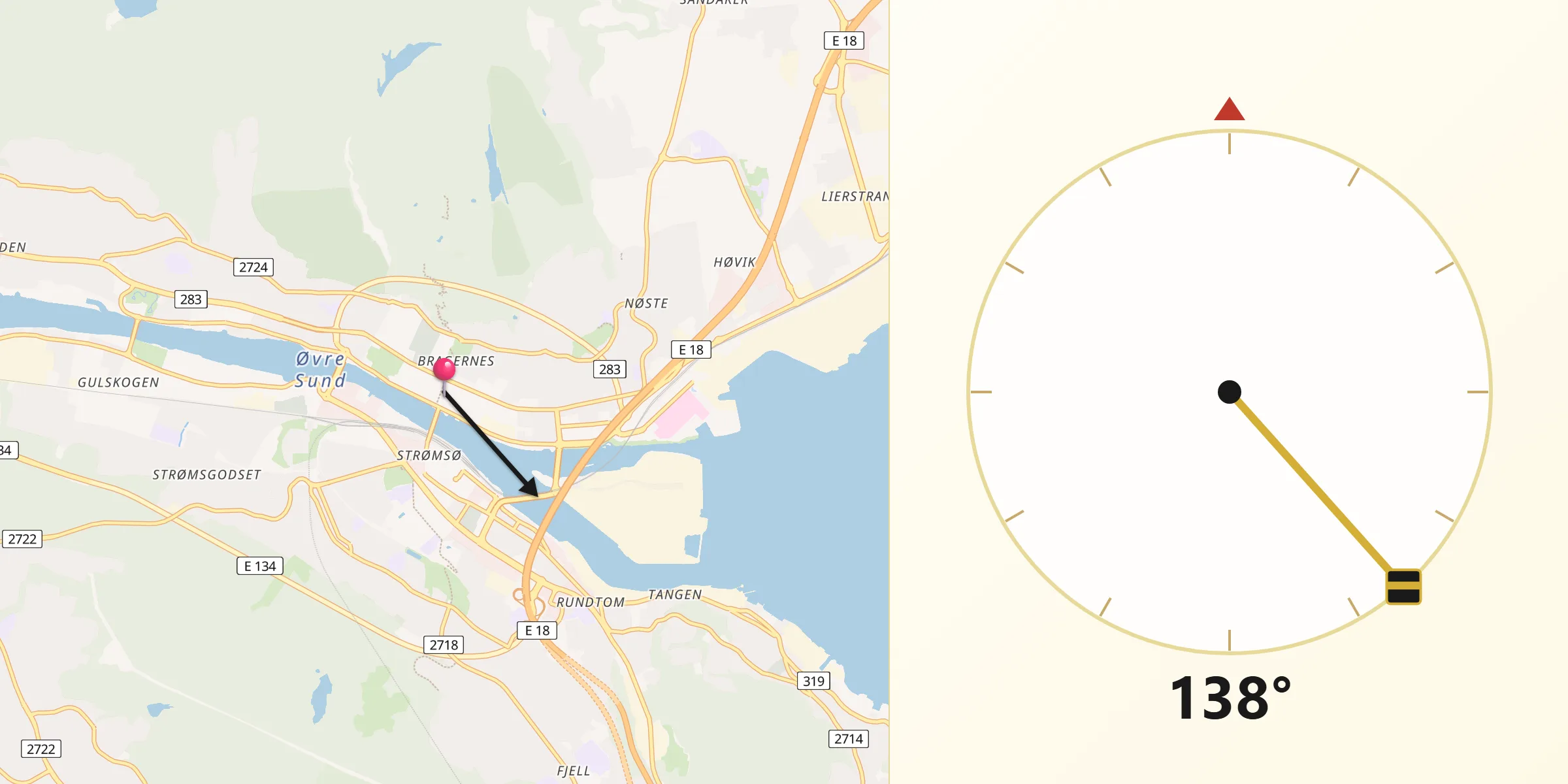 Qibla Riktning från Drammen