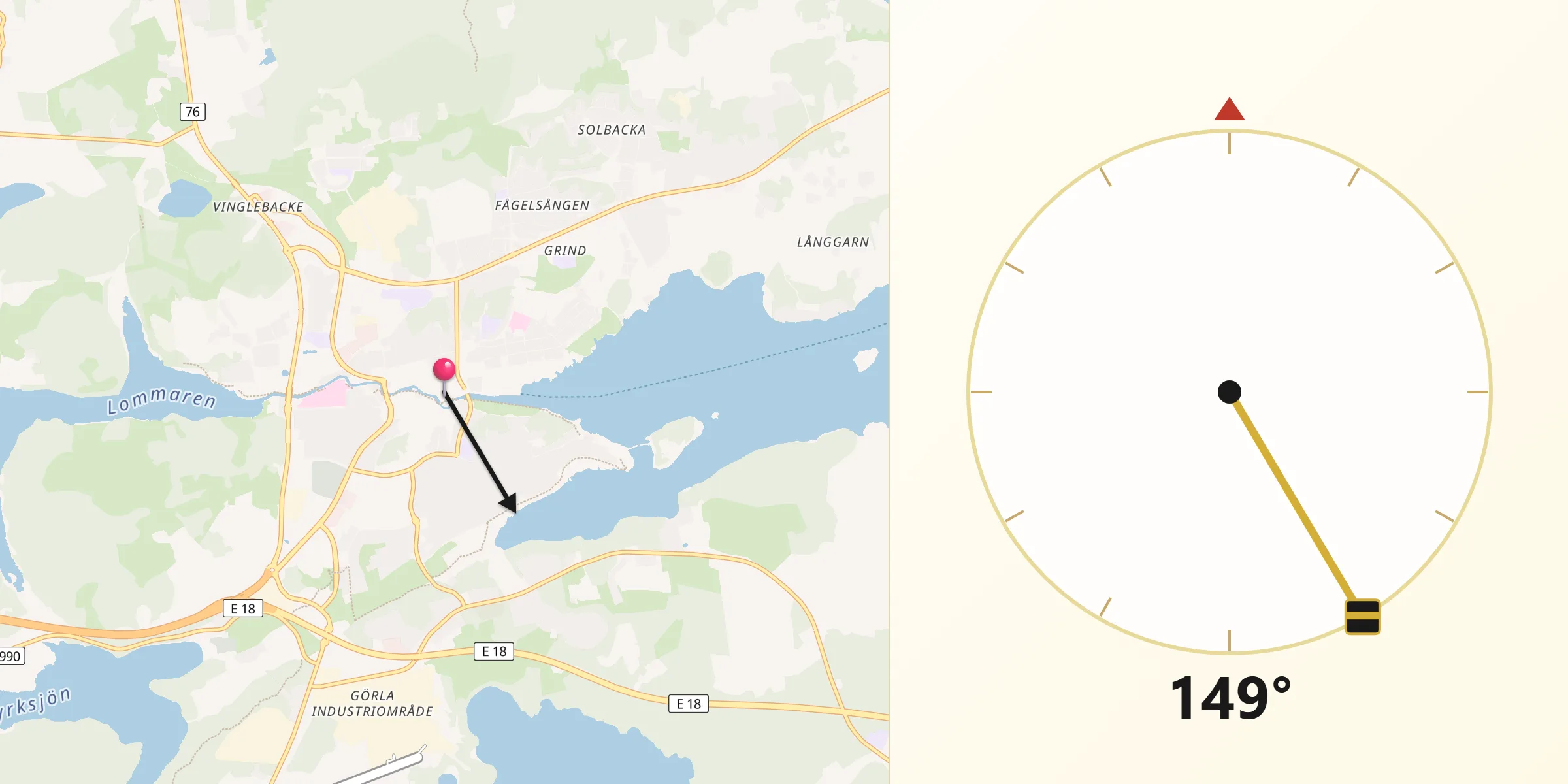 Qibla Riktning från Norrtälje