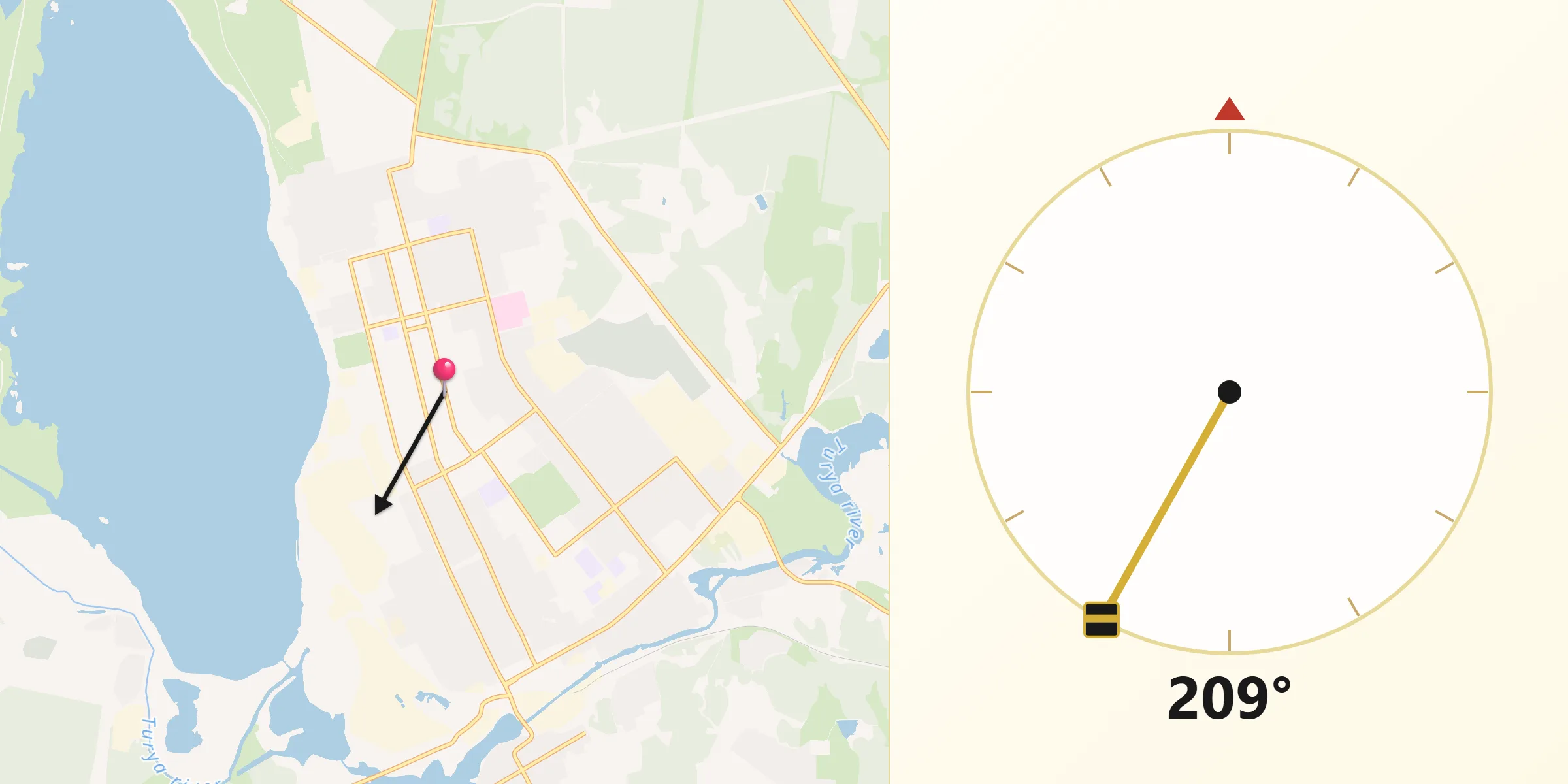 Направление Киблы из Карпинск