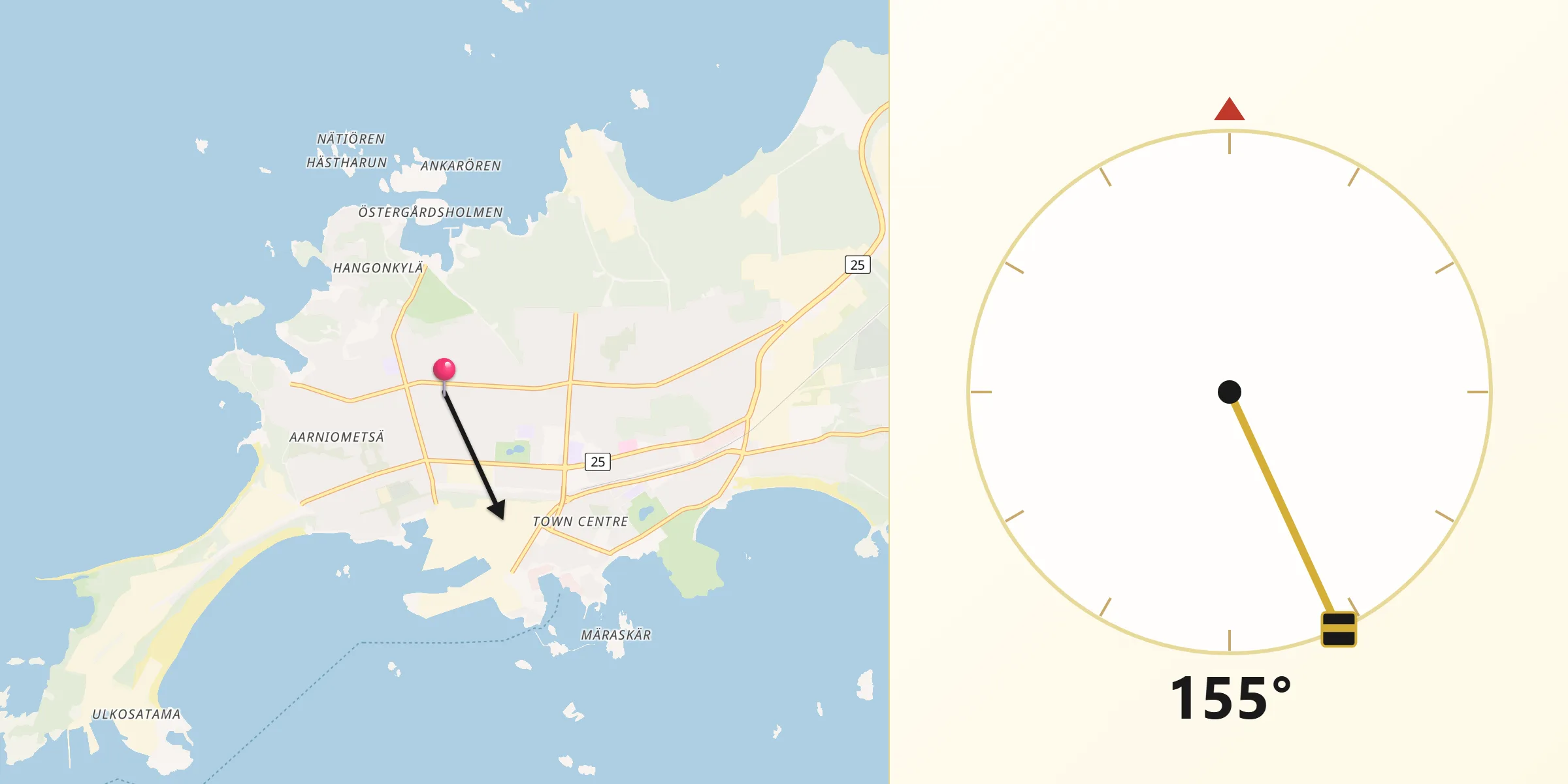 Qibla Riktning från Hanko