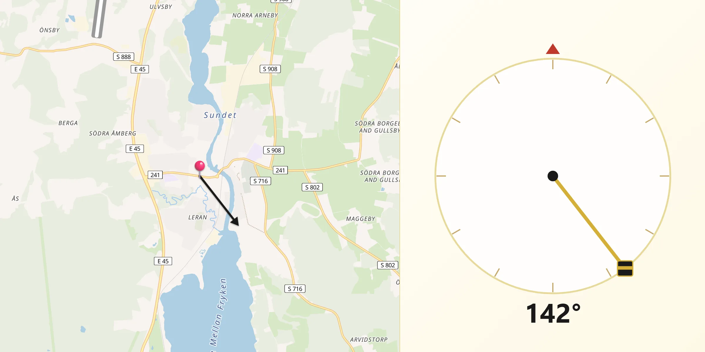 Qibla Riktning från Sunne