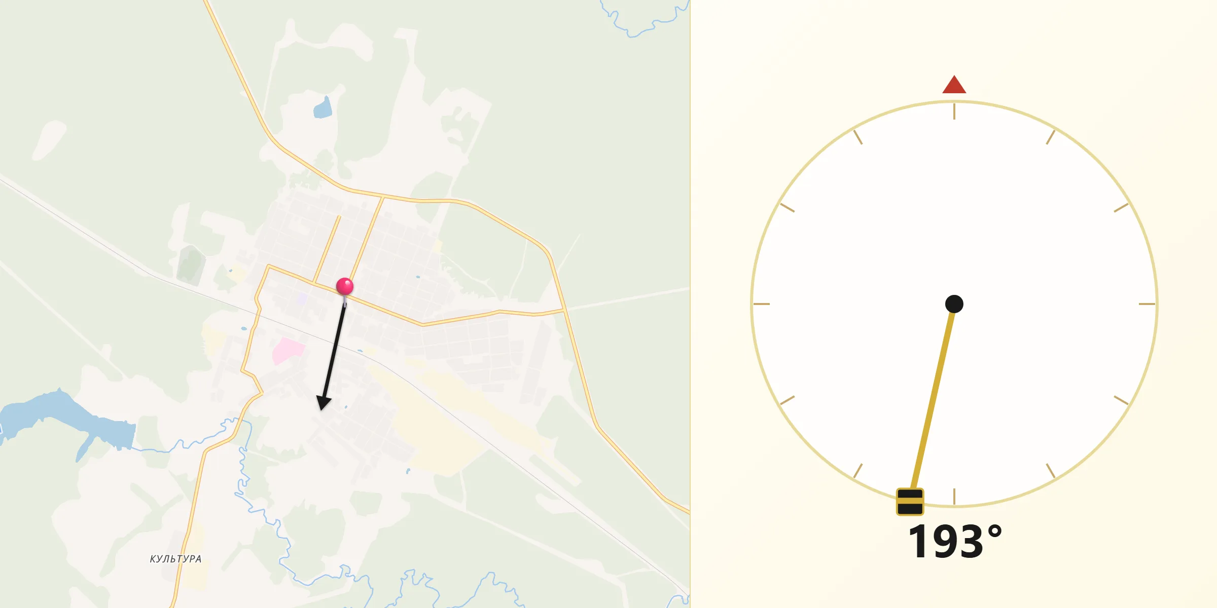 Направление Киблы из Опарино