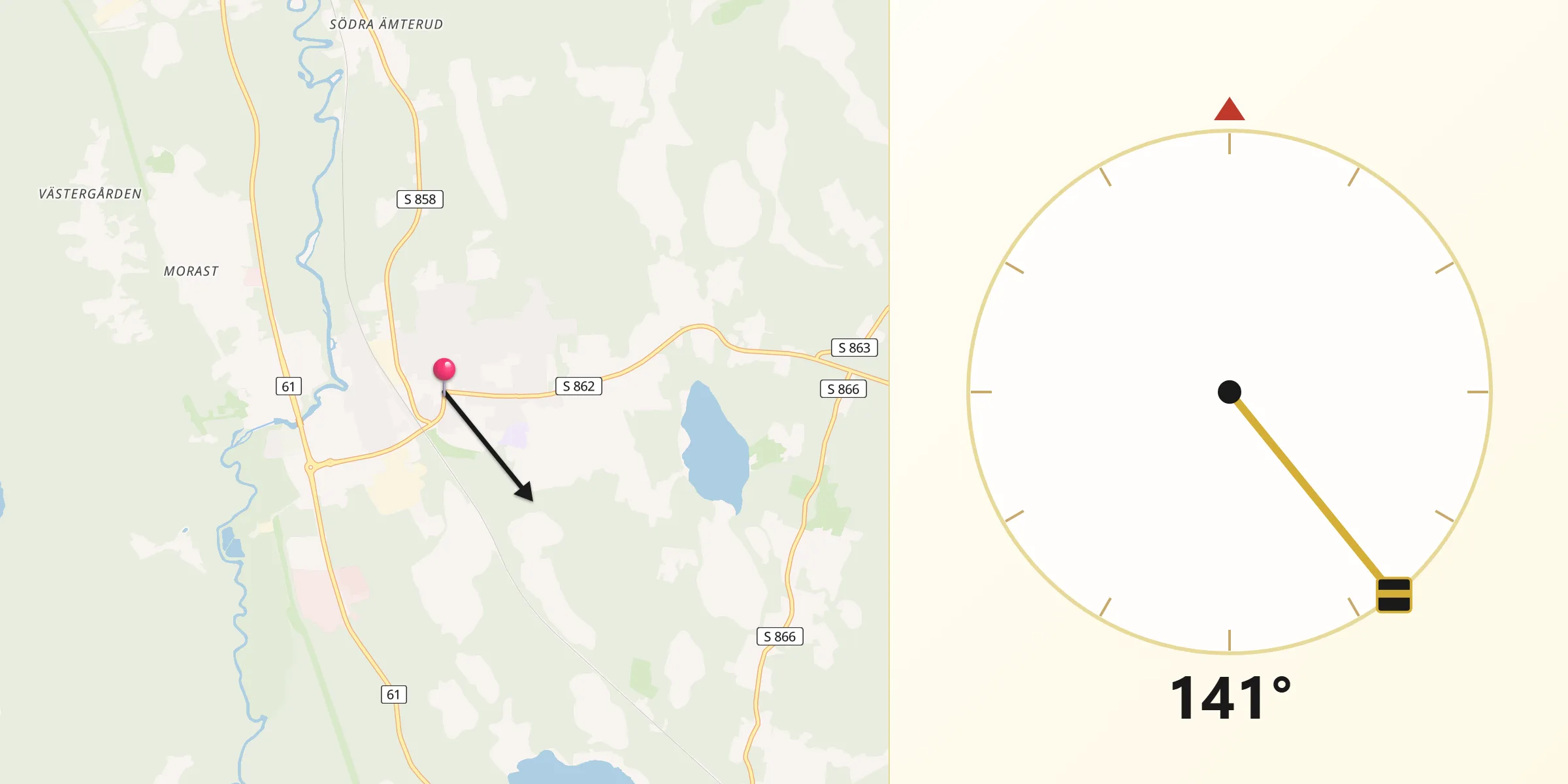 Qibla Riktning från Charlottenberg