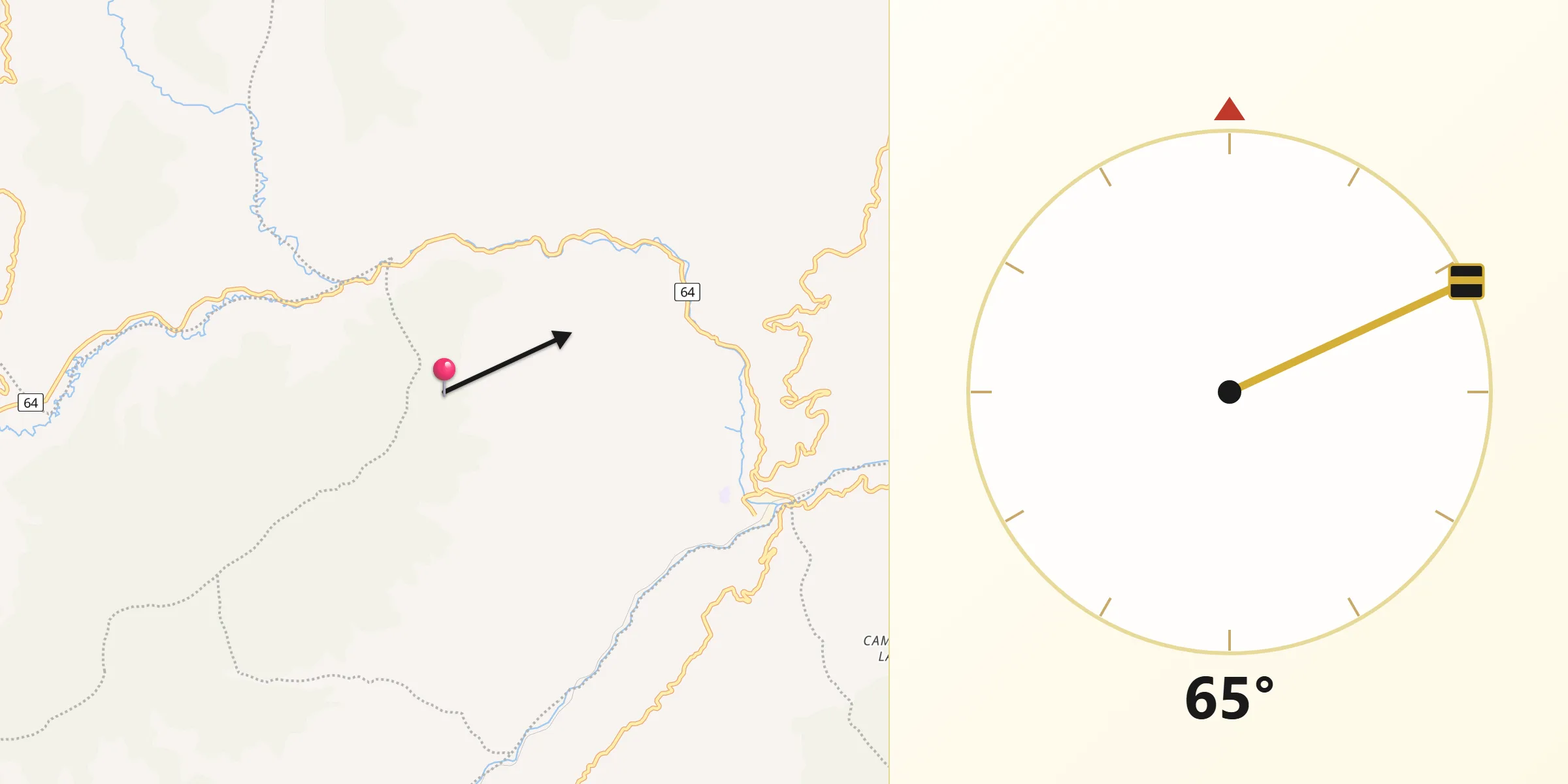 Dirección de la Qibla desde Paz de Río