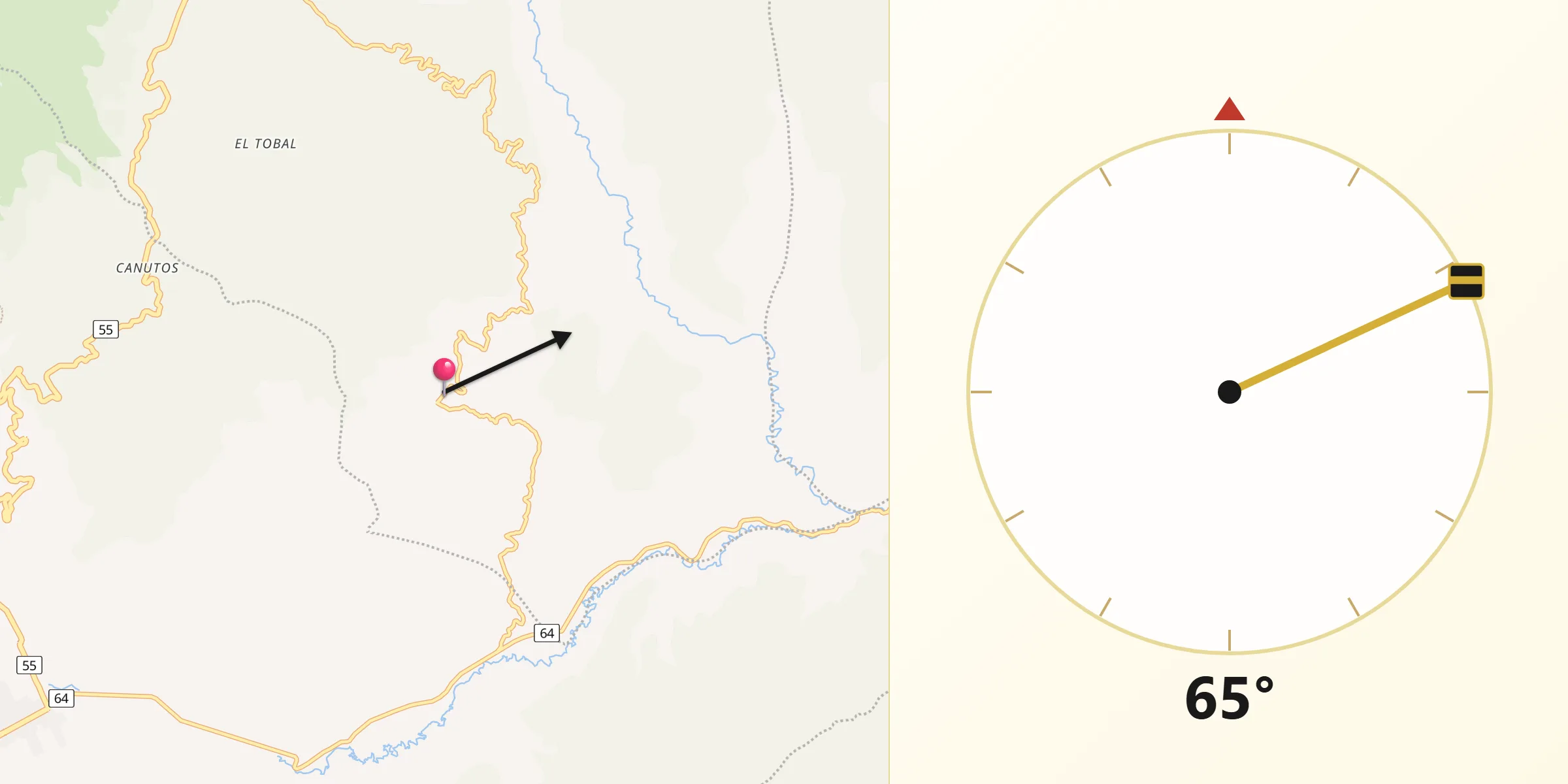 Dirección de la Qibla desde Tutazá