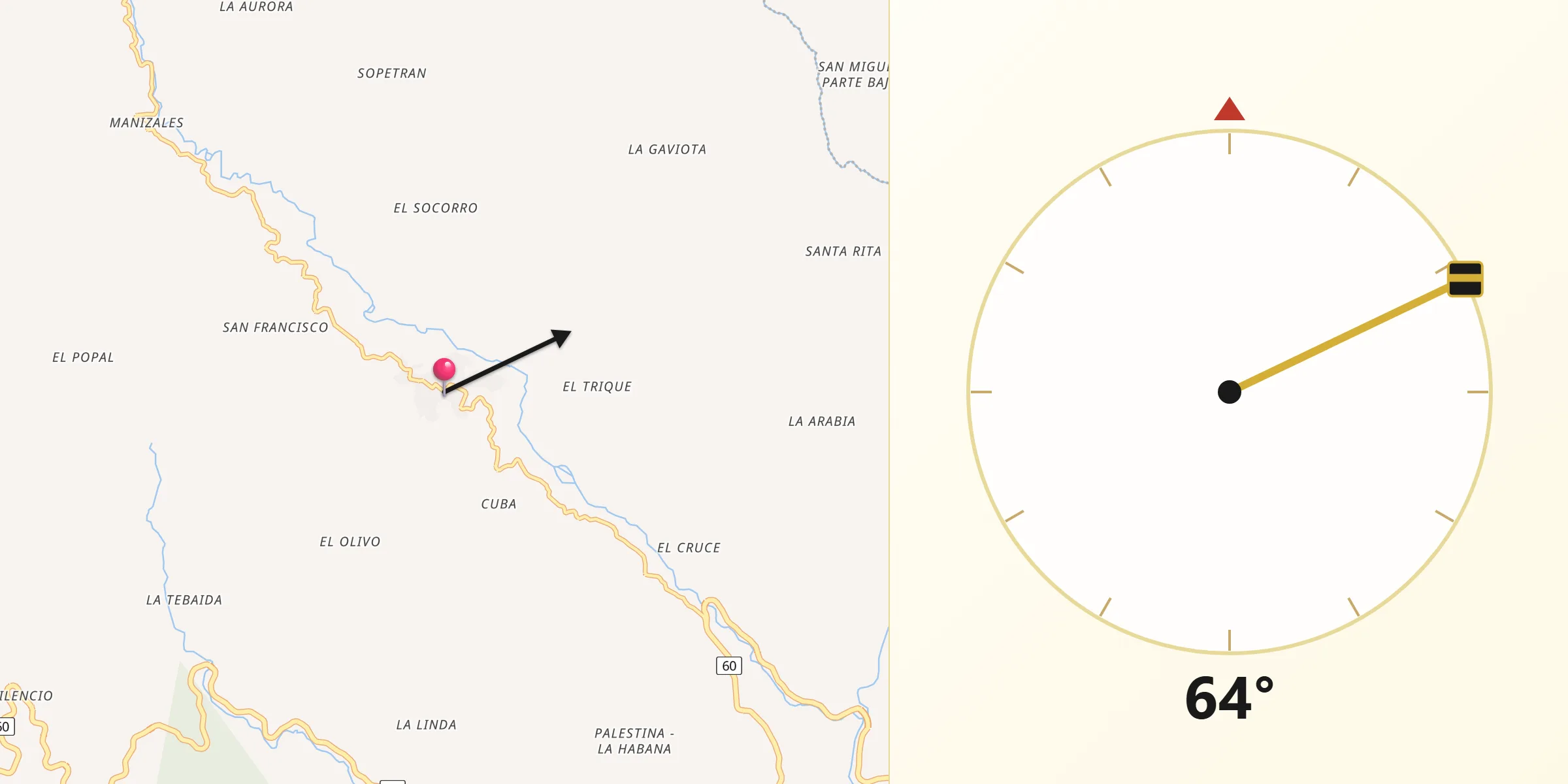Dirección de la Qibla desde San Luis