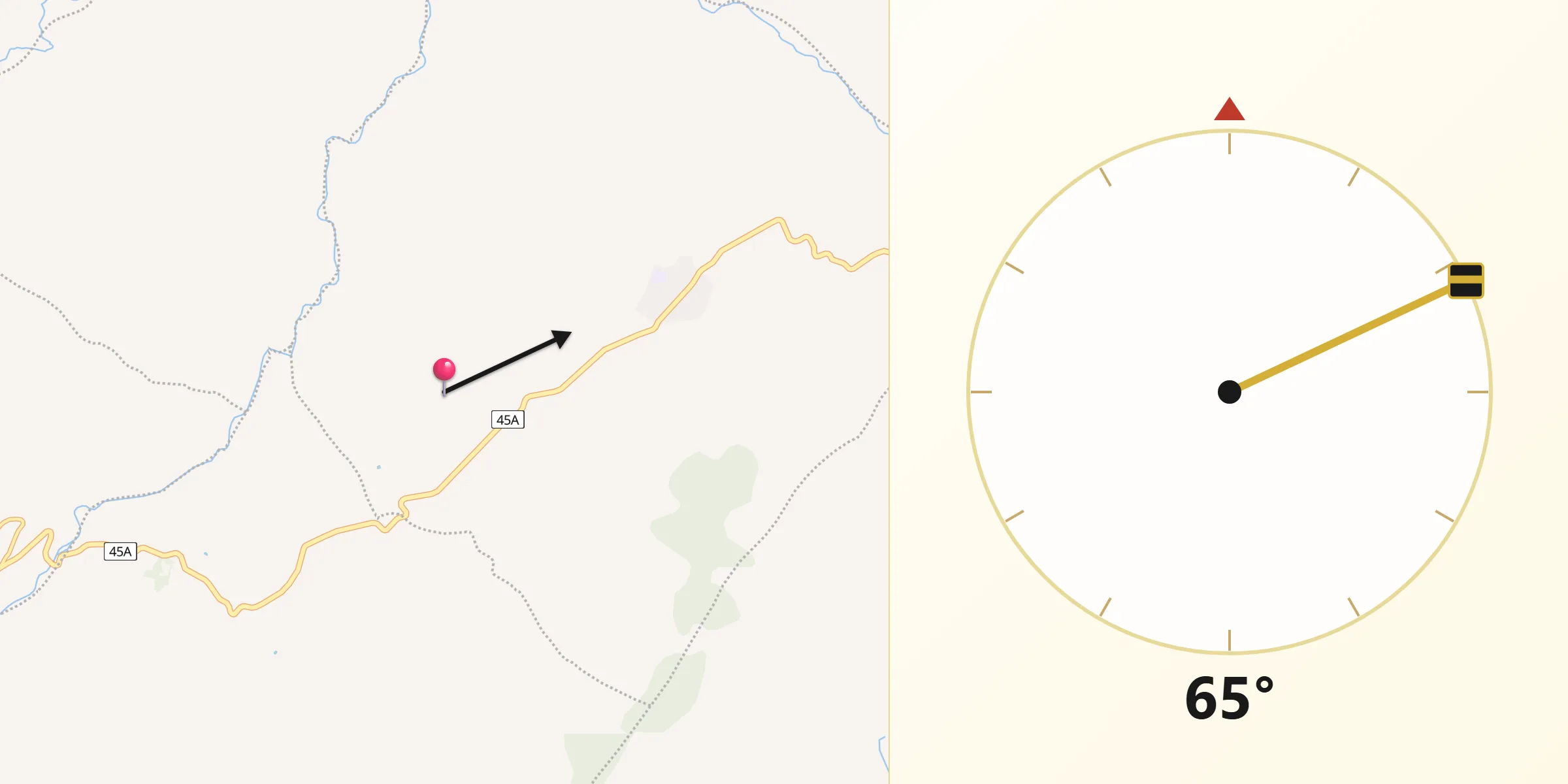 Dirección de la Qibla desde Santana