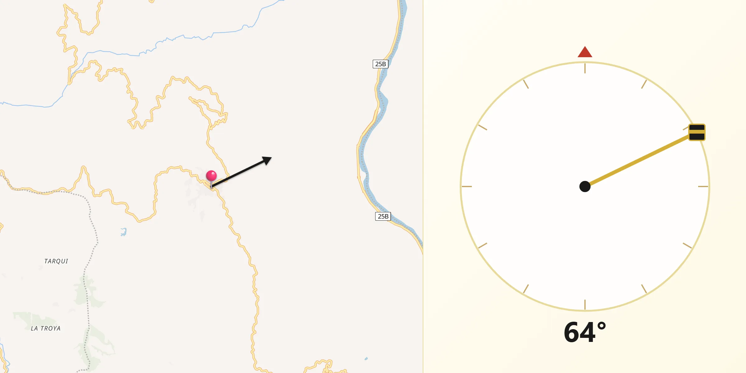 Dirección de la Qibla desde Concordia