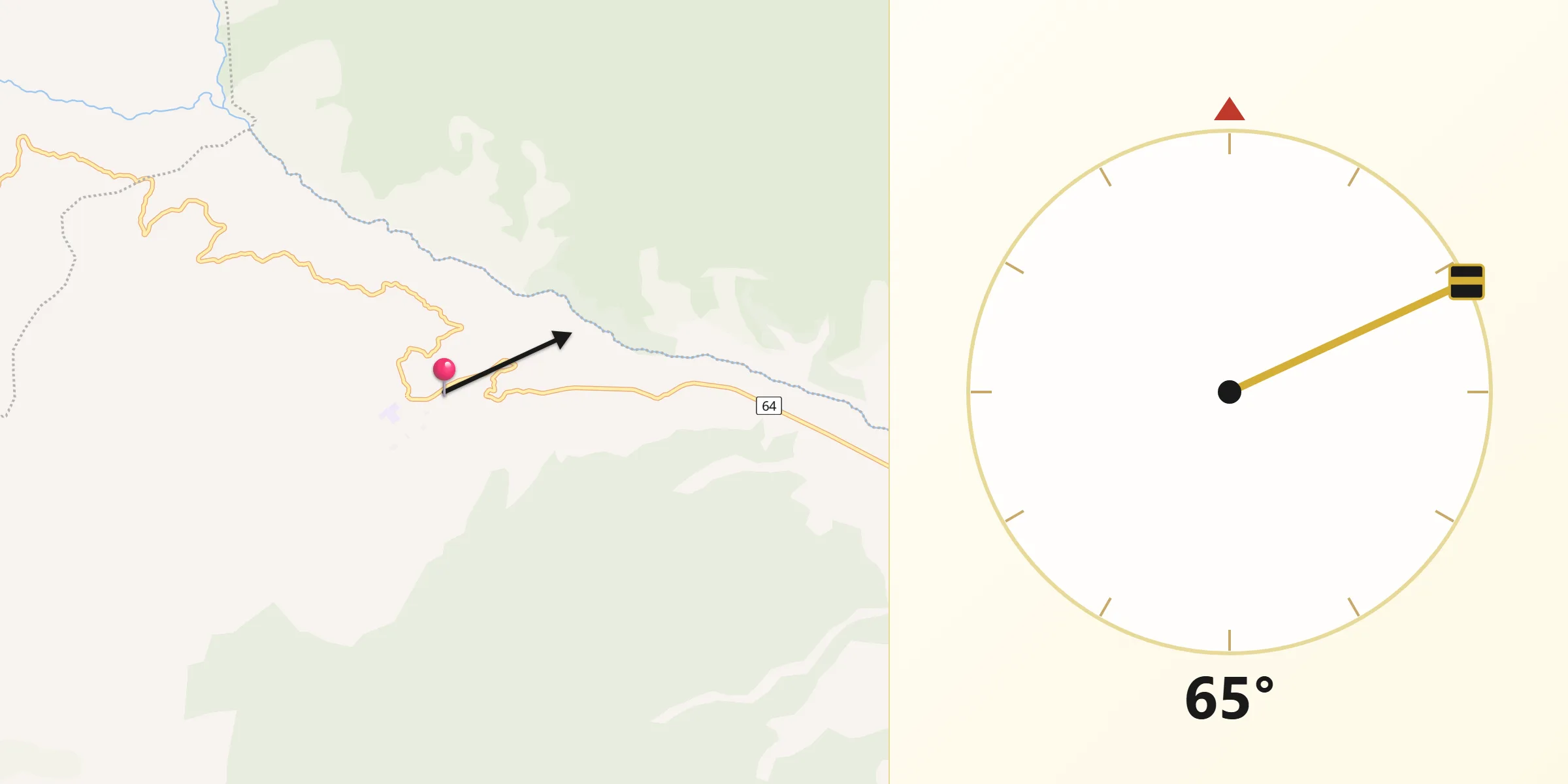 Dirección de la Qibla desde Sácama