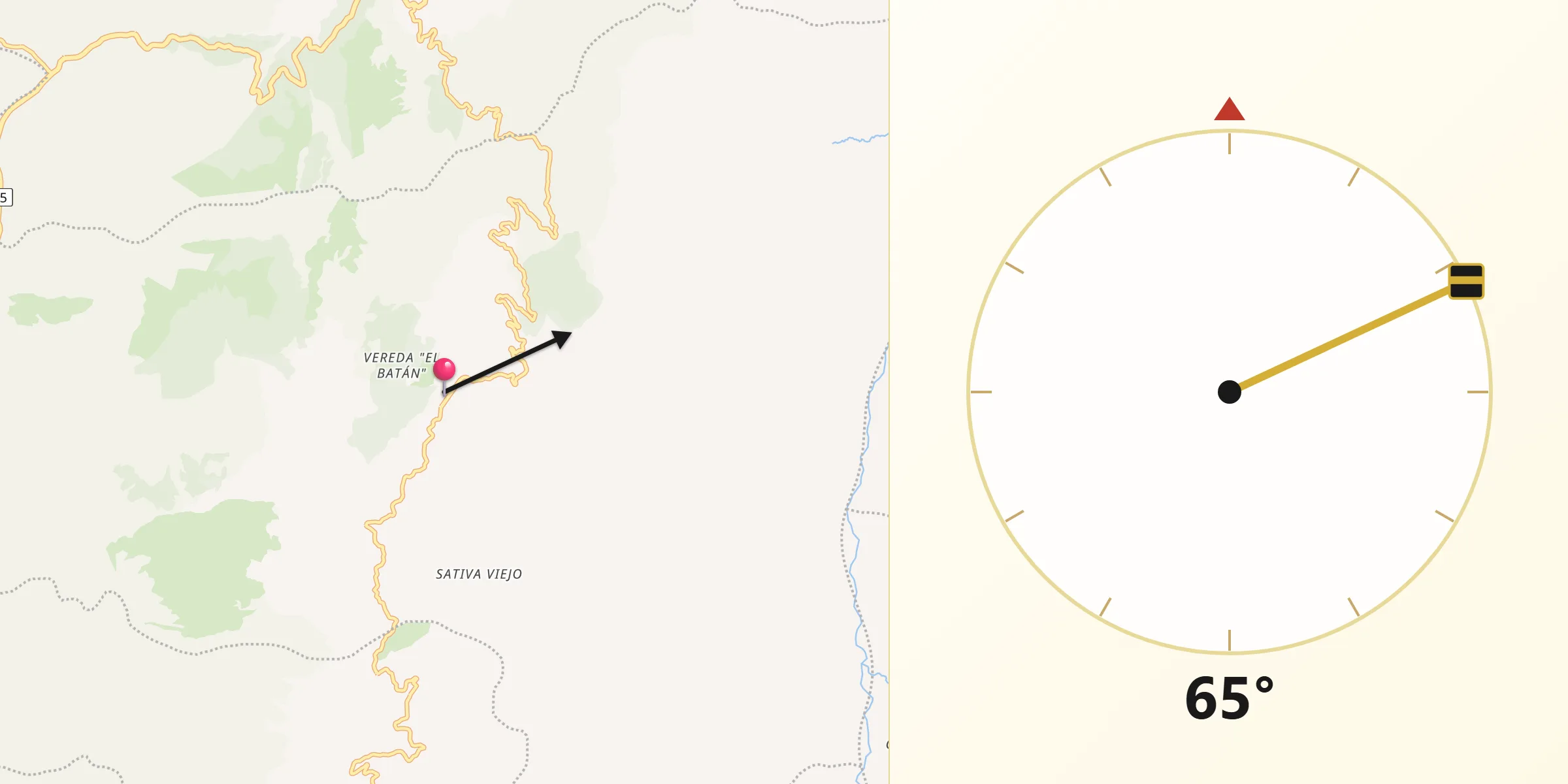 Dirección de la Qibla desde Sativanorte